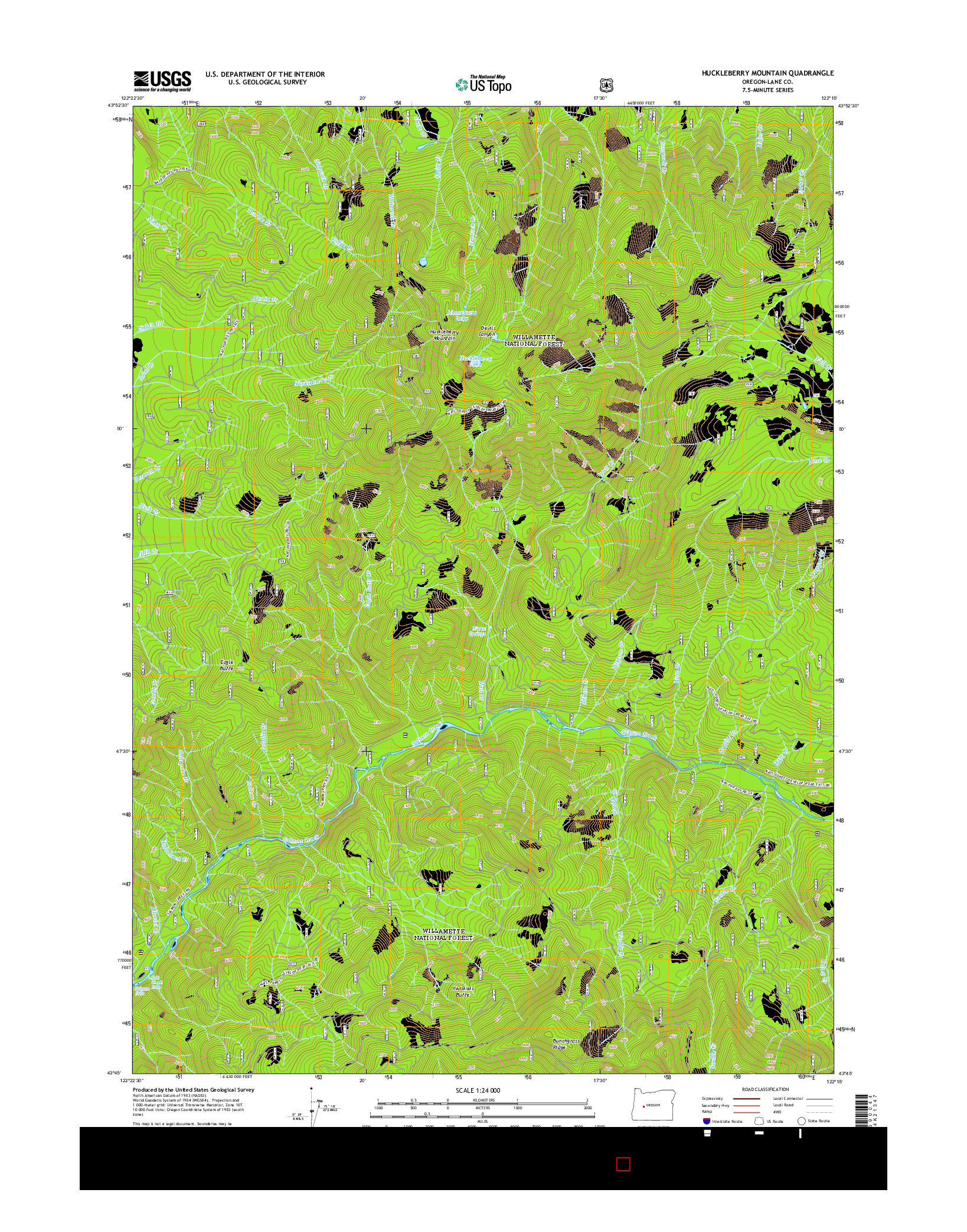 USGS US TOPO 7.5-MINUTE MAP FOR HUCKLEBERRY MOUNTAIN, OR 2014