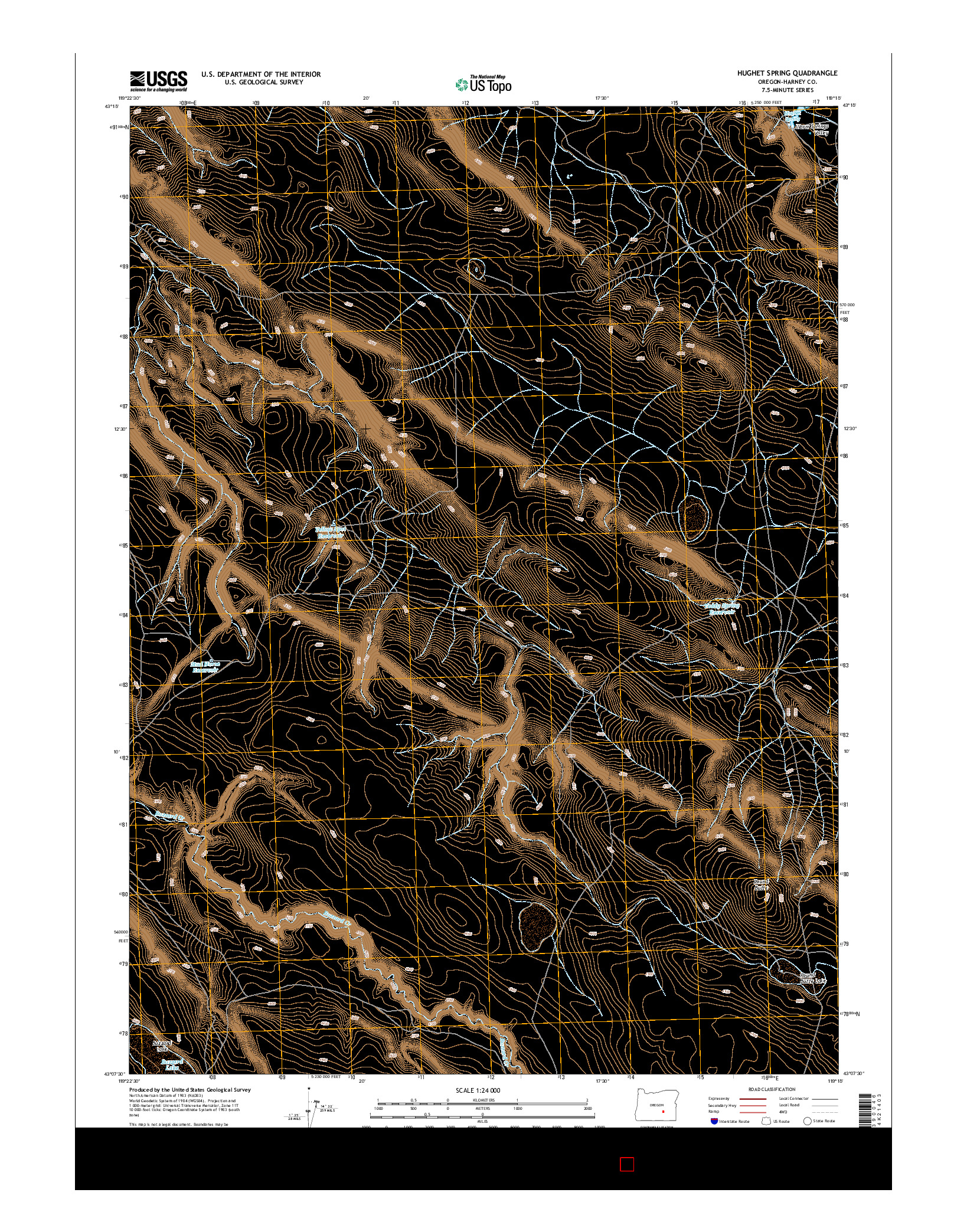 USGS US TOPO 7.5-MINUTE MAP FOR HUGHET SPRING, OR 2014