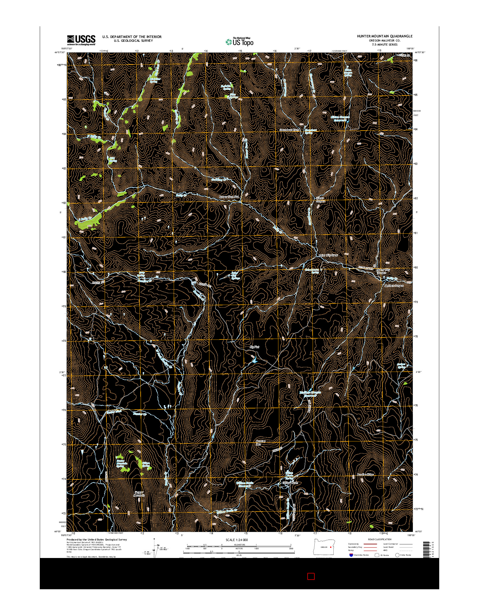 USGS US TOPO 7.5-MINUTE MAP FOR HUNTER MOUNTAIN, OR 2014