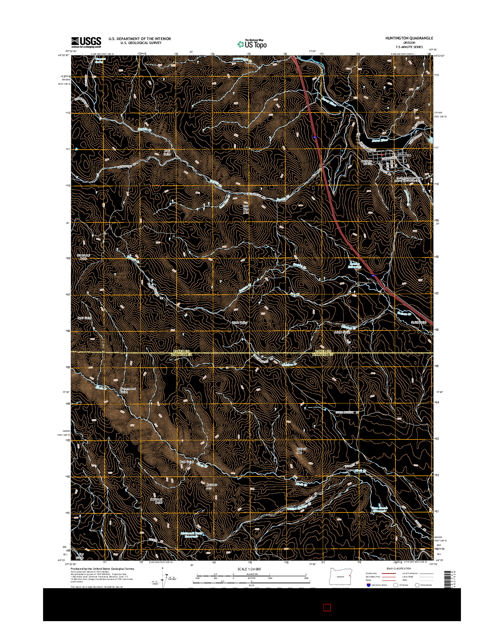 USGS US TOPO 7.5-MINUTE MAP FOR HUNTINGTON, OR 2014