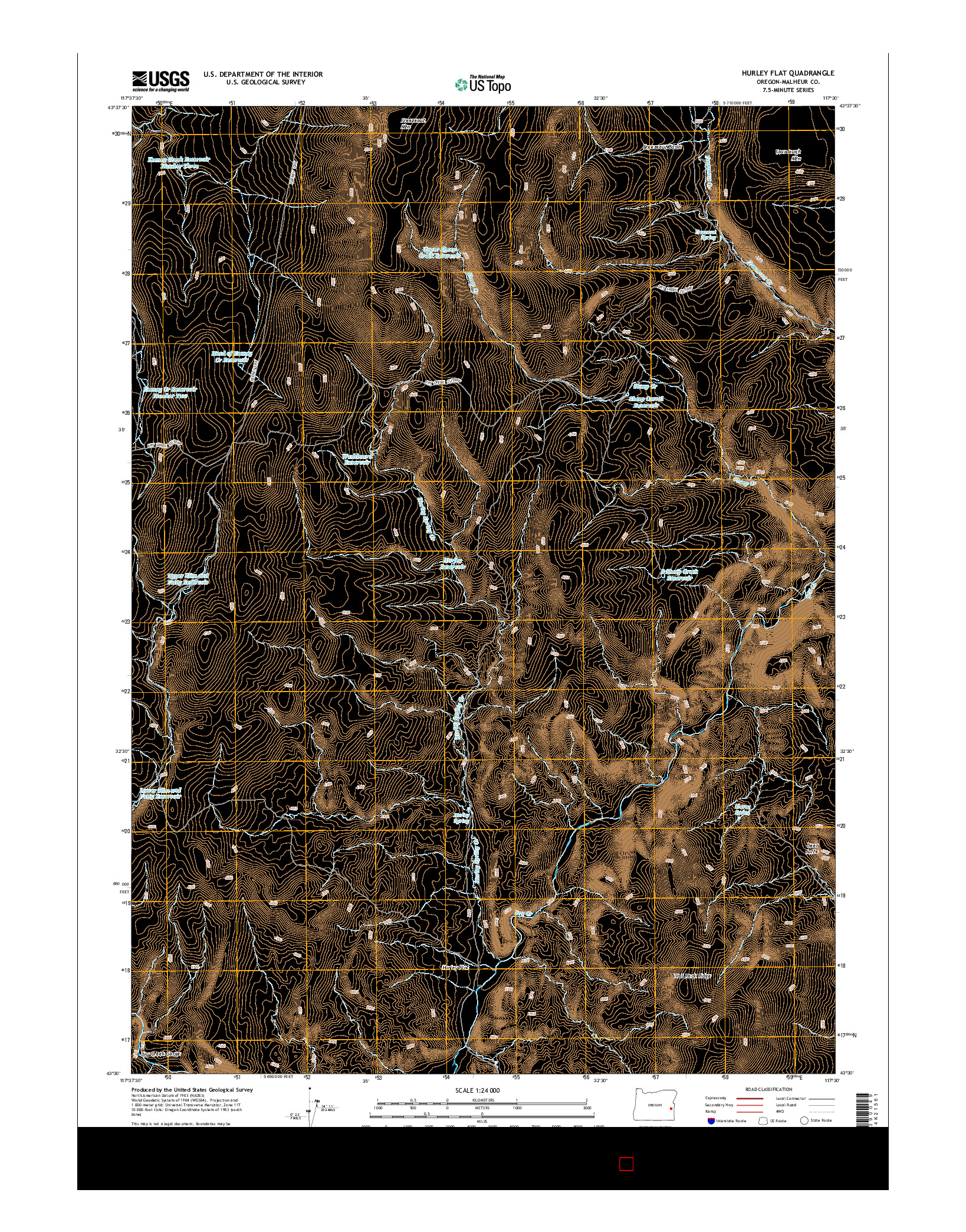 USGS US TOPO 7.5-MINUTE MAP FOR HURLEY FLAT, OR 2014