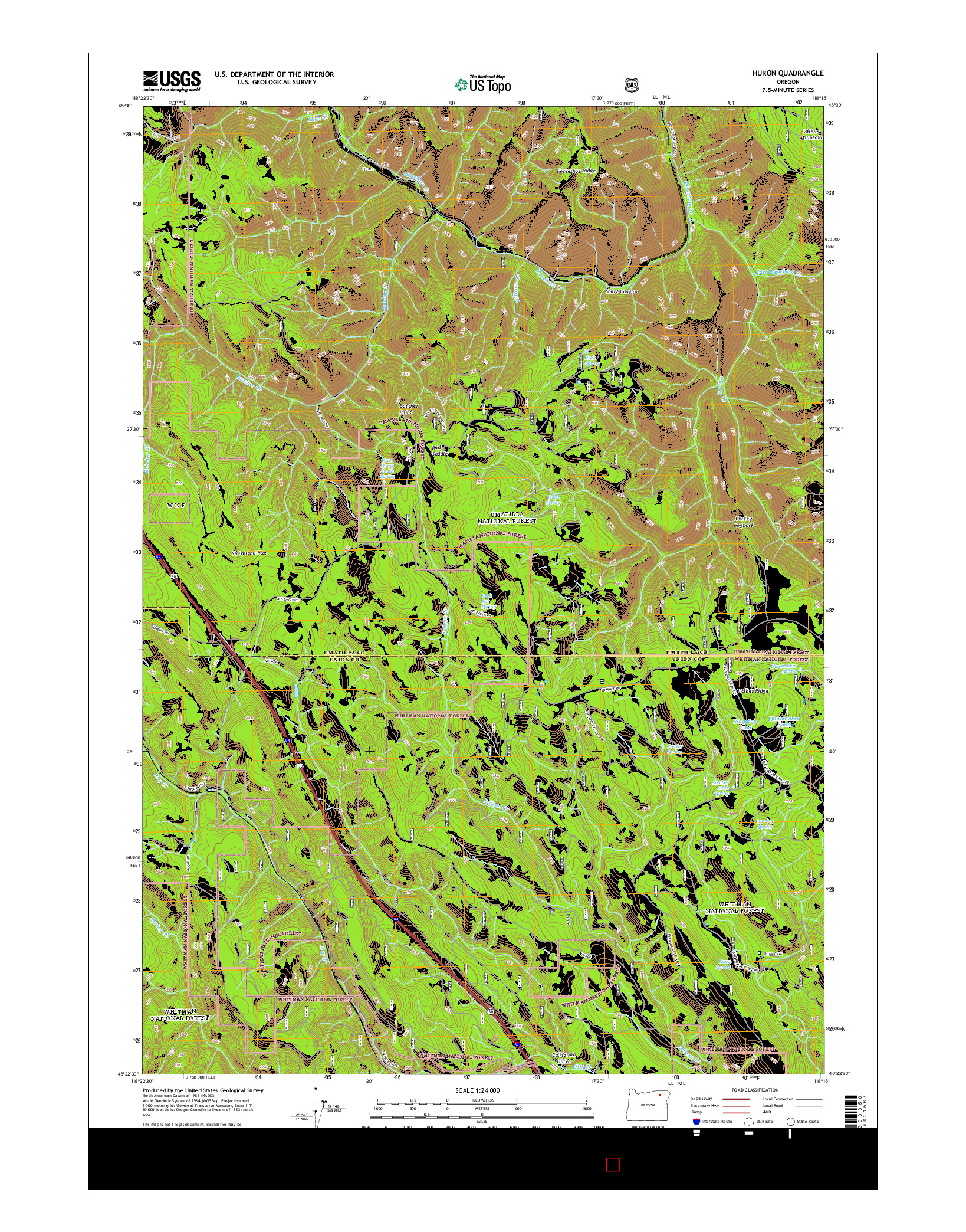 USGS US TOPO 7.5-MINUTE MAP FOR HURON, OR 2014