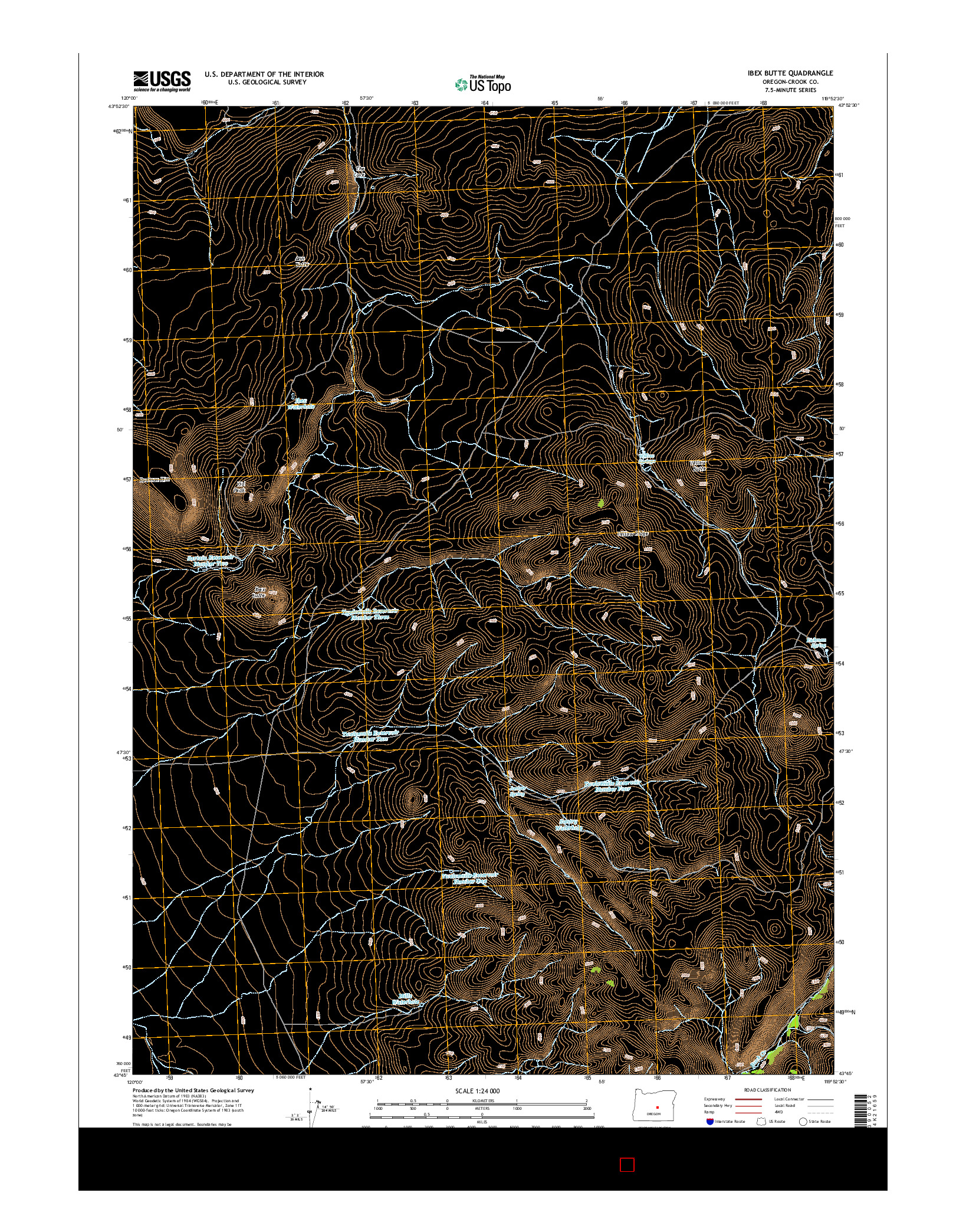 USGS US TOPO 7.5-MINUTE MAP FOR IBEX BUTTE, OR 2014