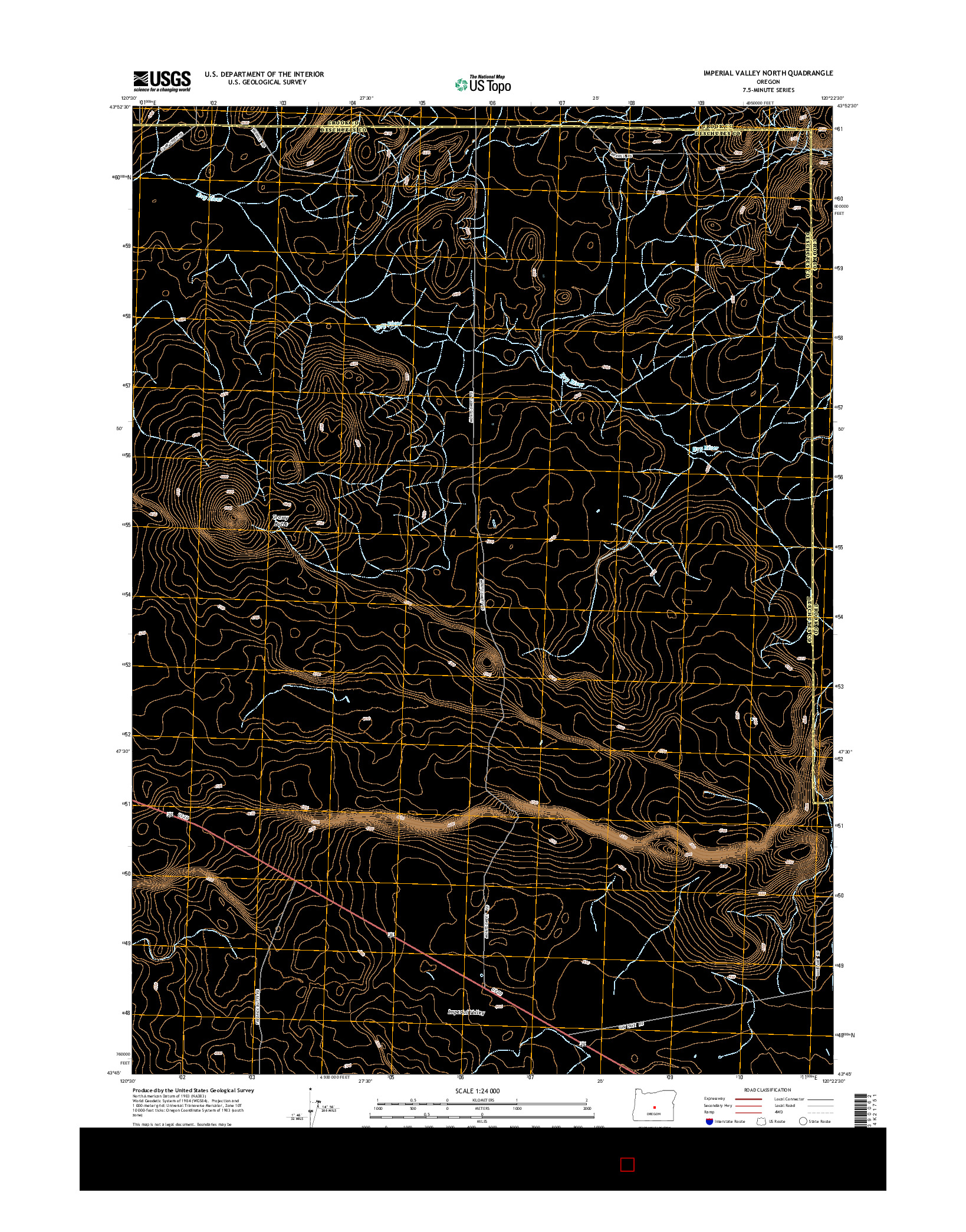 USGS US TOPO 7.5-MINUTE MAP FOR IMPERIAL VALLEY NORTH, OR 2014