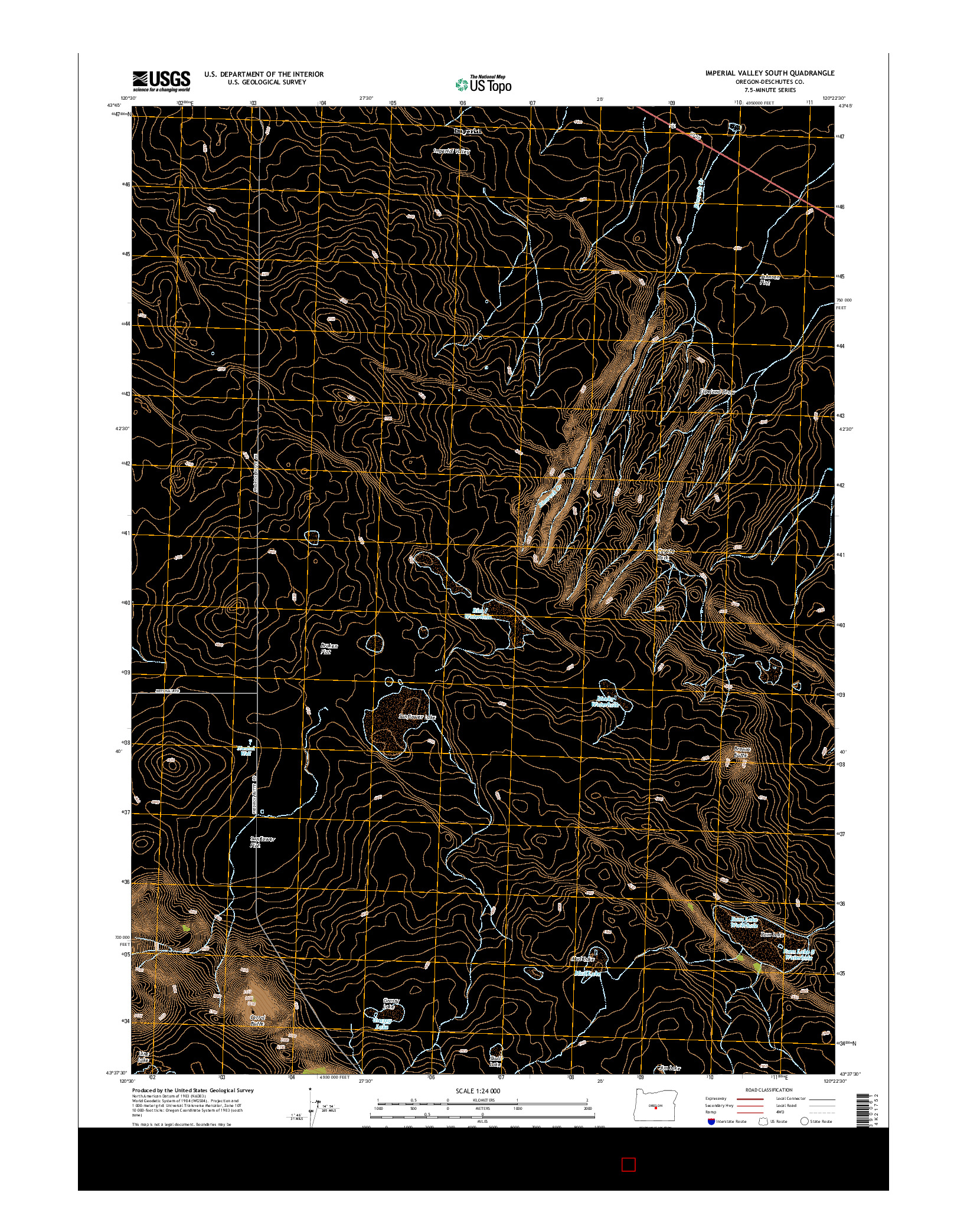 USGS US TOPO 7.5-MINUTE MAP FOR IMPERIAL VALLEY SOUTH, OR 2014