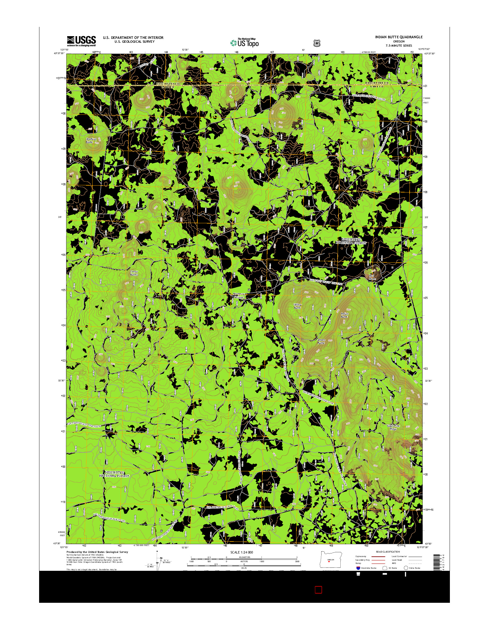 USGS US TOPO 7.5-MINUTE MAP FOR INDIAN BUTTE, OR 2014