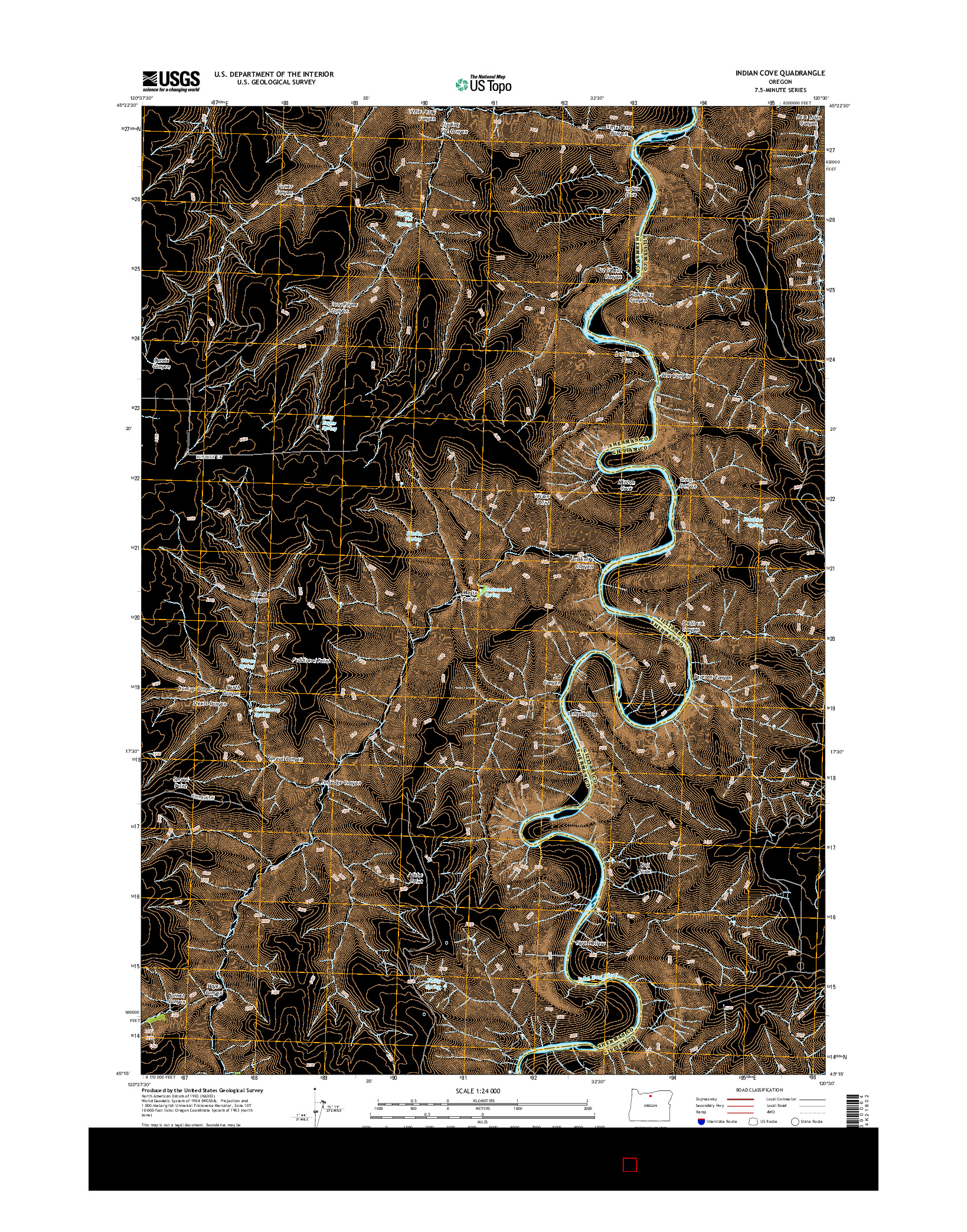 USGS US TOPO 7.5-MINUTE MAP FOR INDIAN COVE, OR 2014