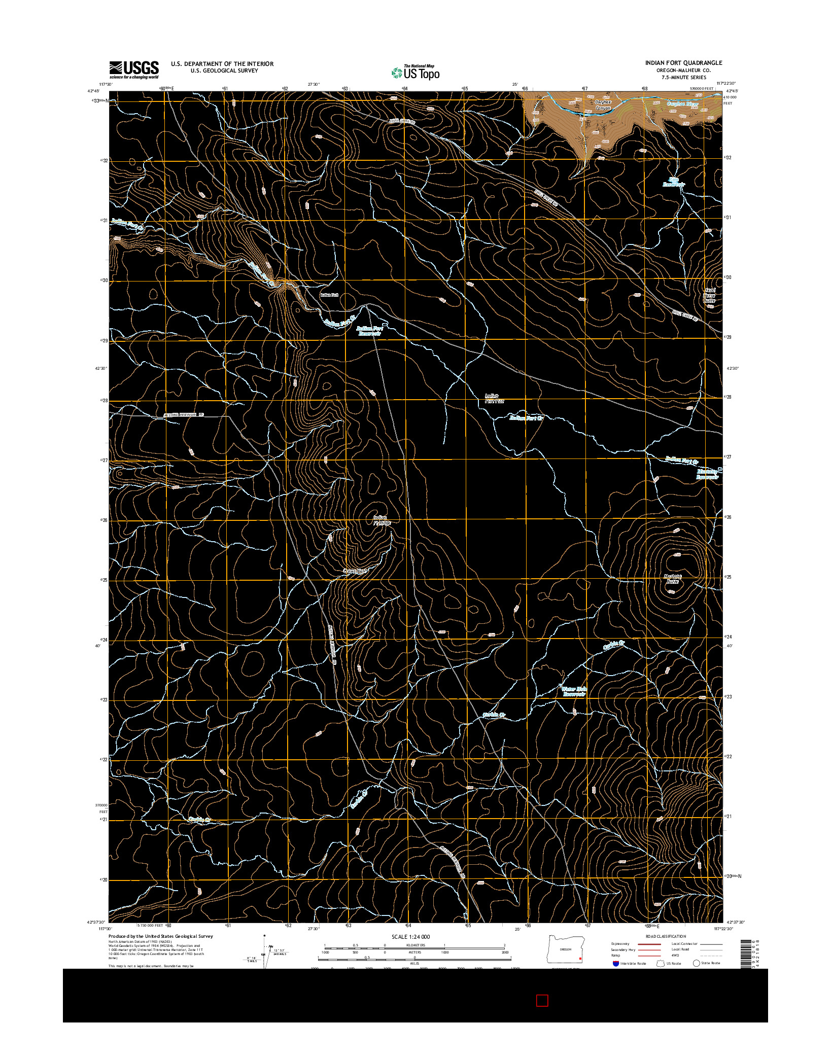 USGS US TOPO 7.5-MINUTE MAP FOR INDIAN FORT, OR 2014