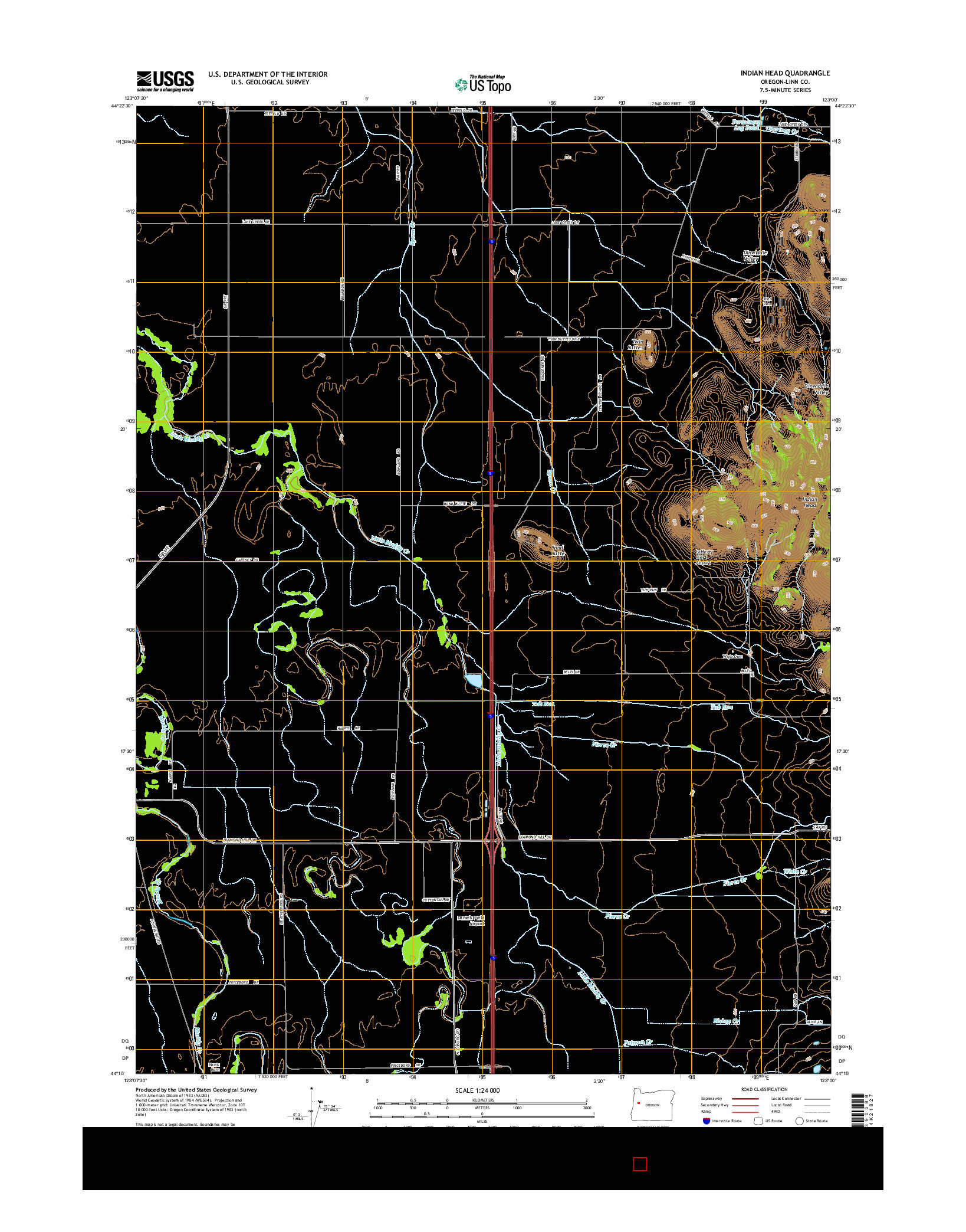 USGS US TOPO 7.5-MINUTE MAP FOR INDIAN HEAD, OR 2014