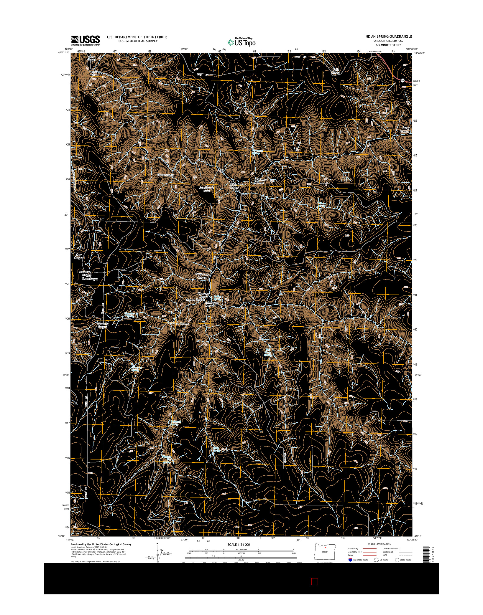USGS US TOPO 7.5-MINUTE MAP FOR INDIAN SPRING, OR 2014