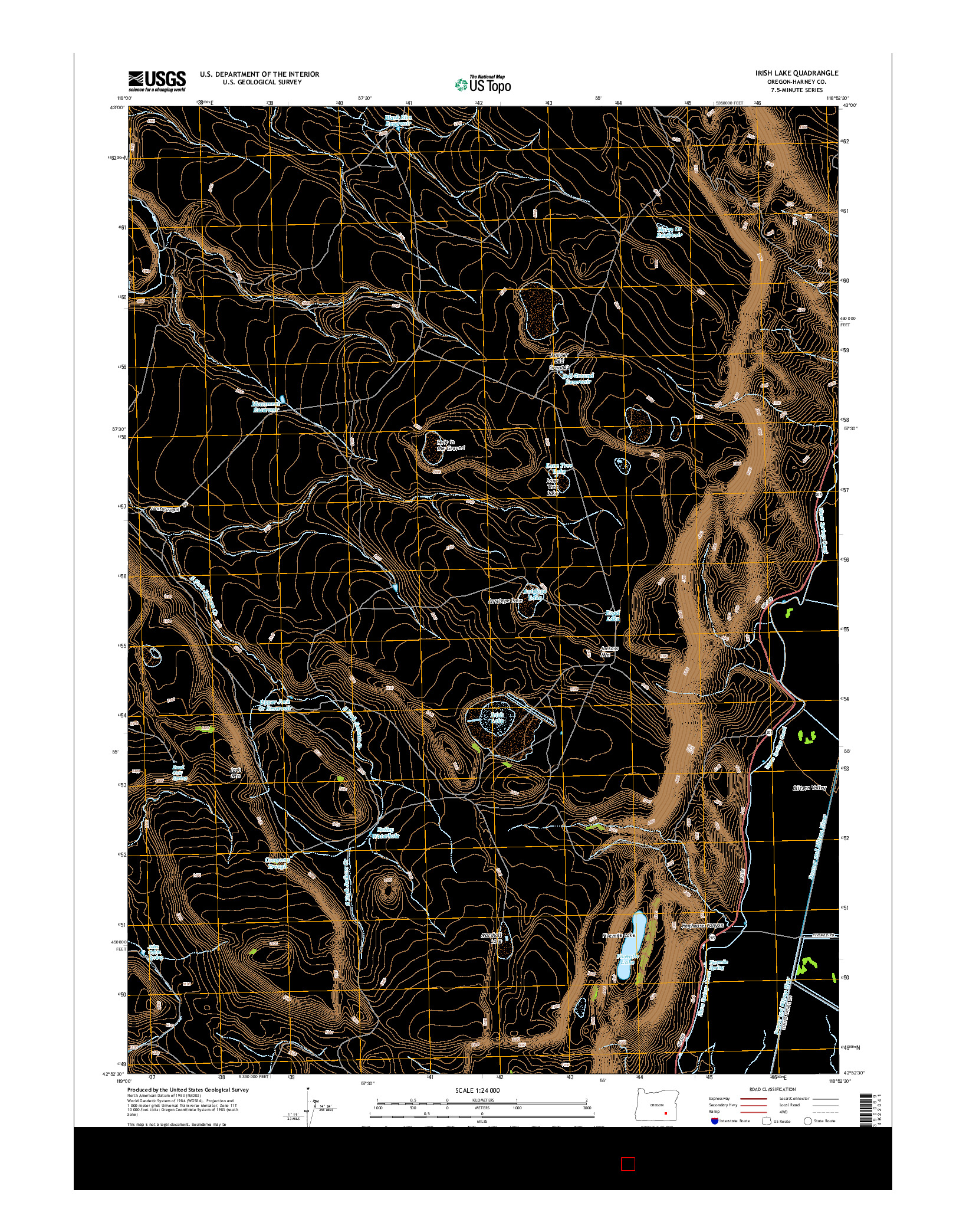 USGS US TOPO 7.5-MINUTE MAP FOR IRISH LAKE, OR 2014