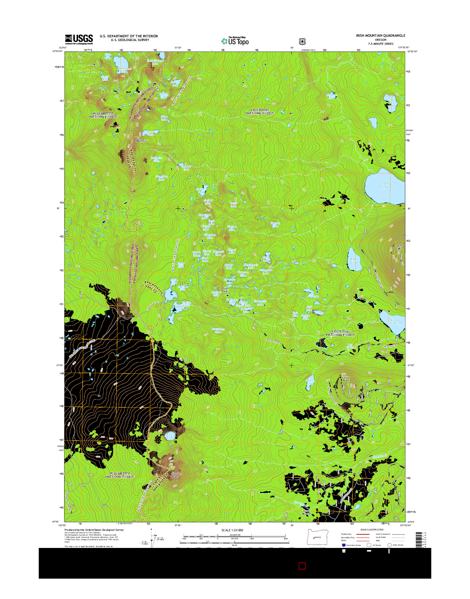 USGS US TOPO 7.5-MINUTE MAP FOR IRISH MOUNTAIN, OR 2014