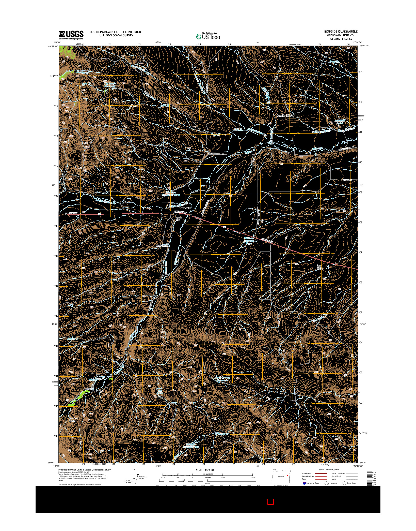 USGS US TOPO 7.5-MINUTE MAP FOR IRONSIDE, OR 2014
