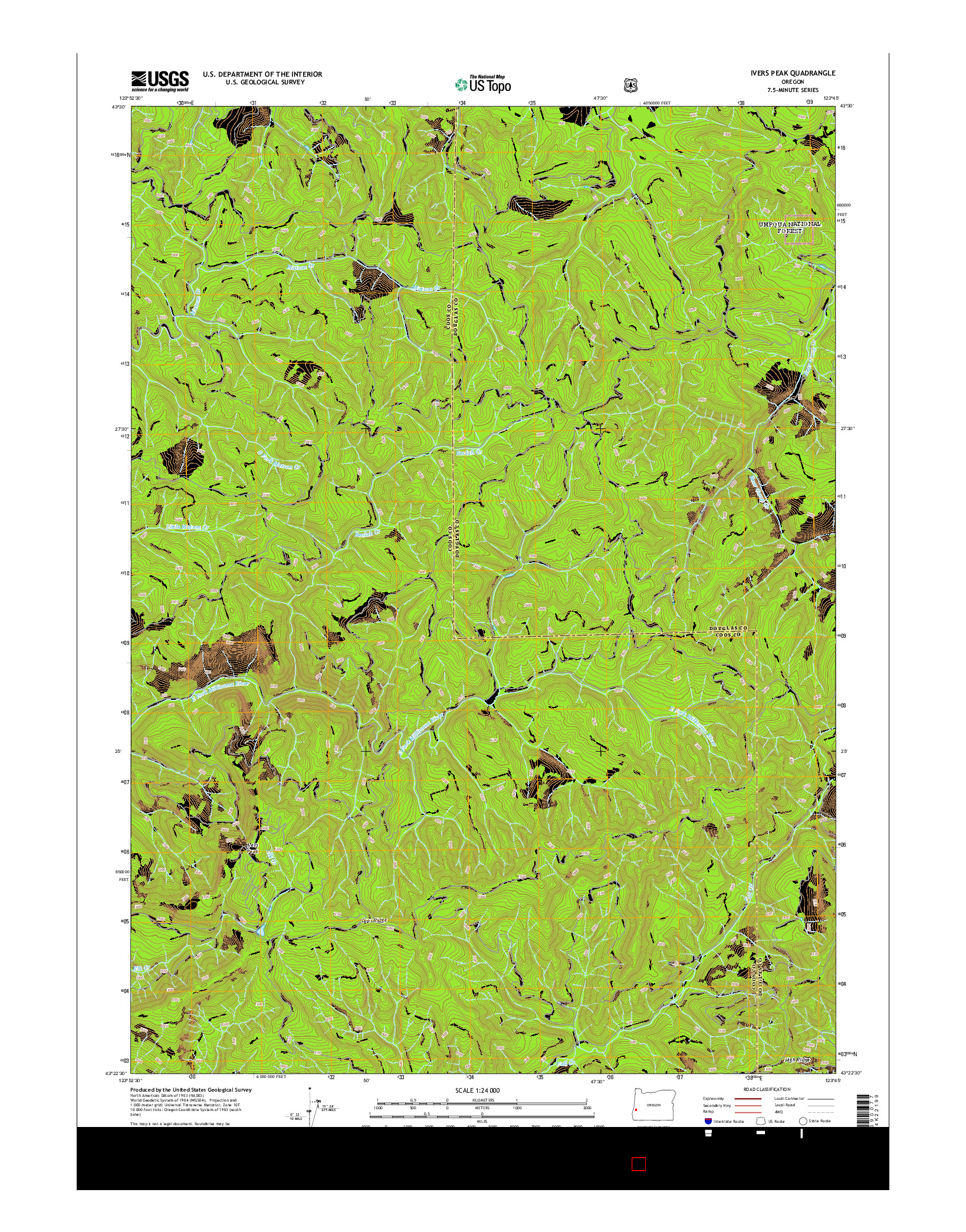 USGS US TOPO 7.5-MINUTE MAP FOR IVERS PEAK, OR 2014