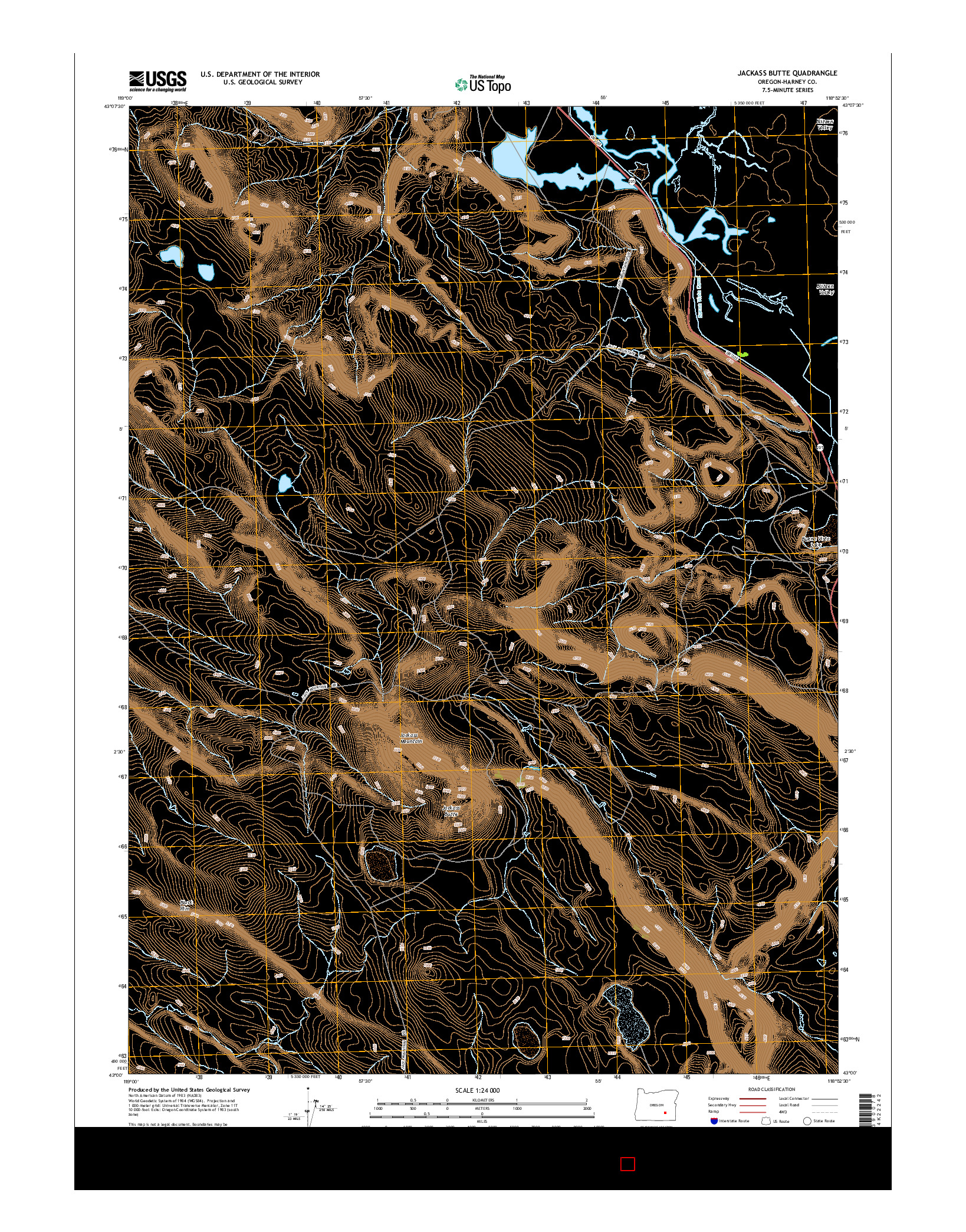 USGS US TOPO 7.5-MINUTE MAP FOR JACKASS BUTTE, OR 2014