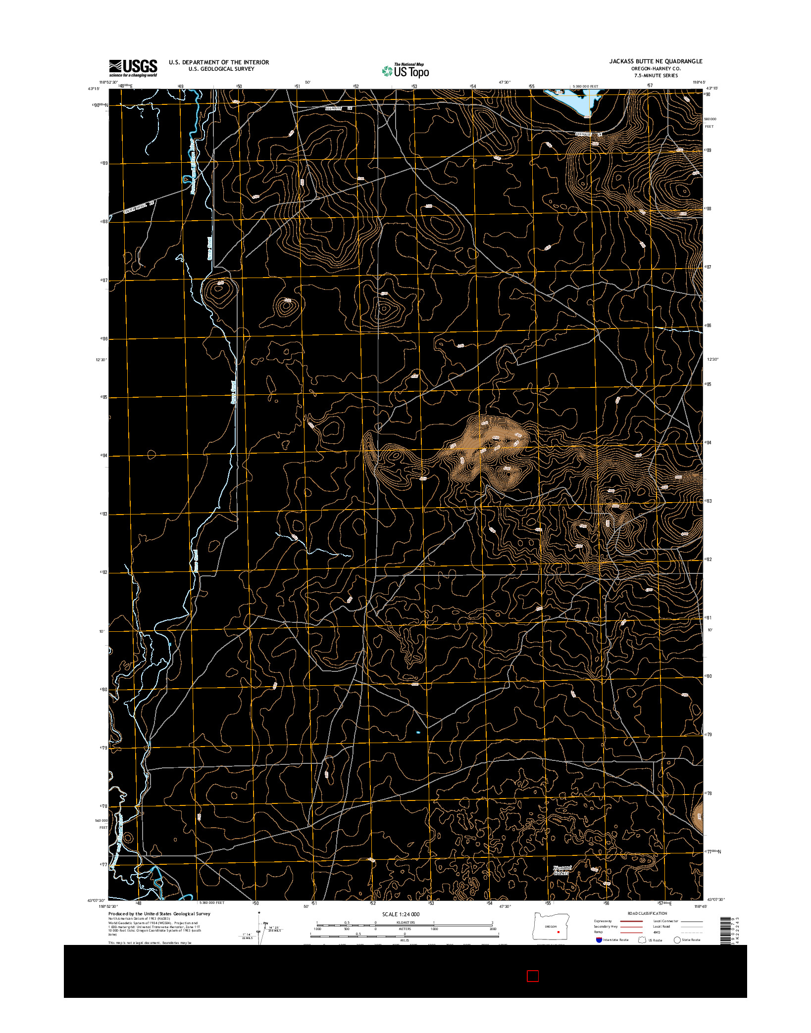 USGS US TOPO 7.5-MINUTE MAP FOR JACKASS BUTTE NE, OR 2014