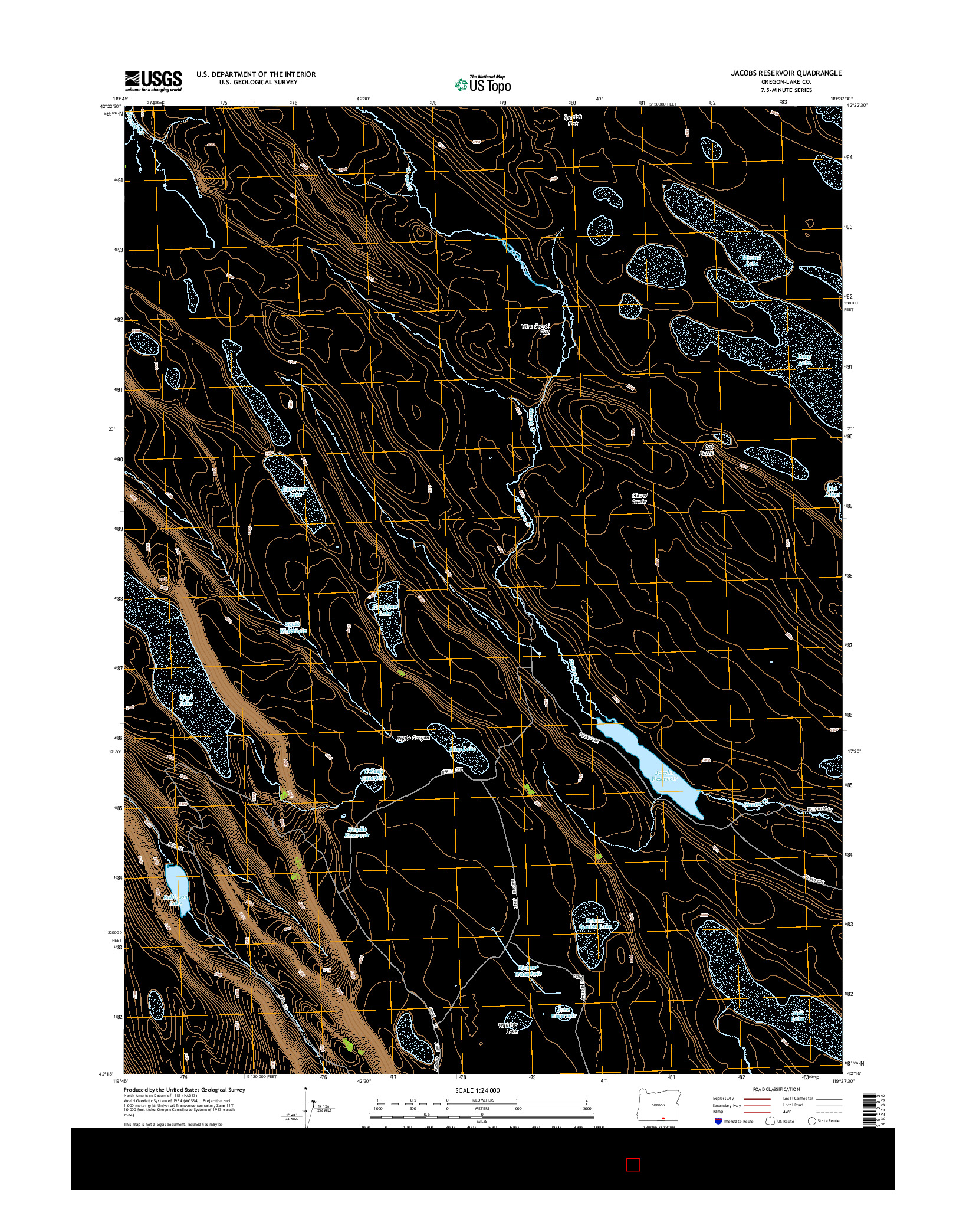 USGS US TOPO 7.5-MINUTE MAP FOR JACOBS RESERVOIR, OR 2014