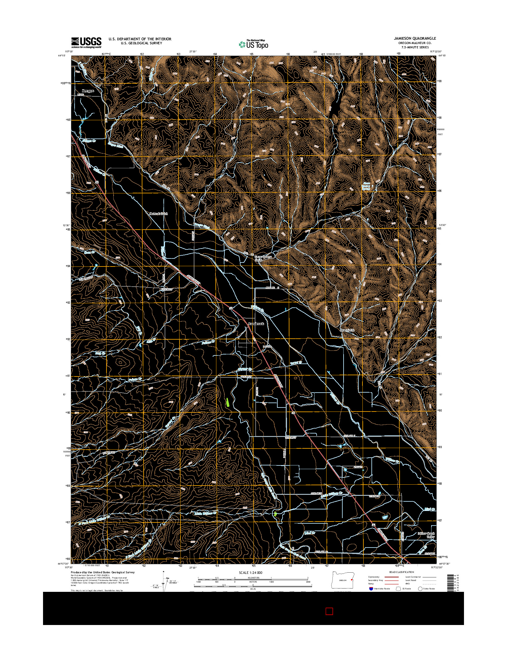 USGS US TOPO 7.5-MINUTE MAP FOR JAMIESON, OR 2014