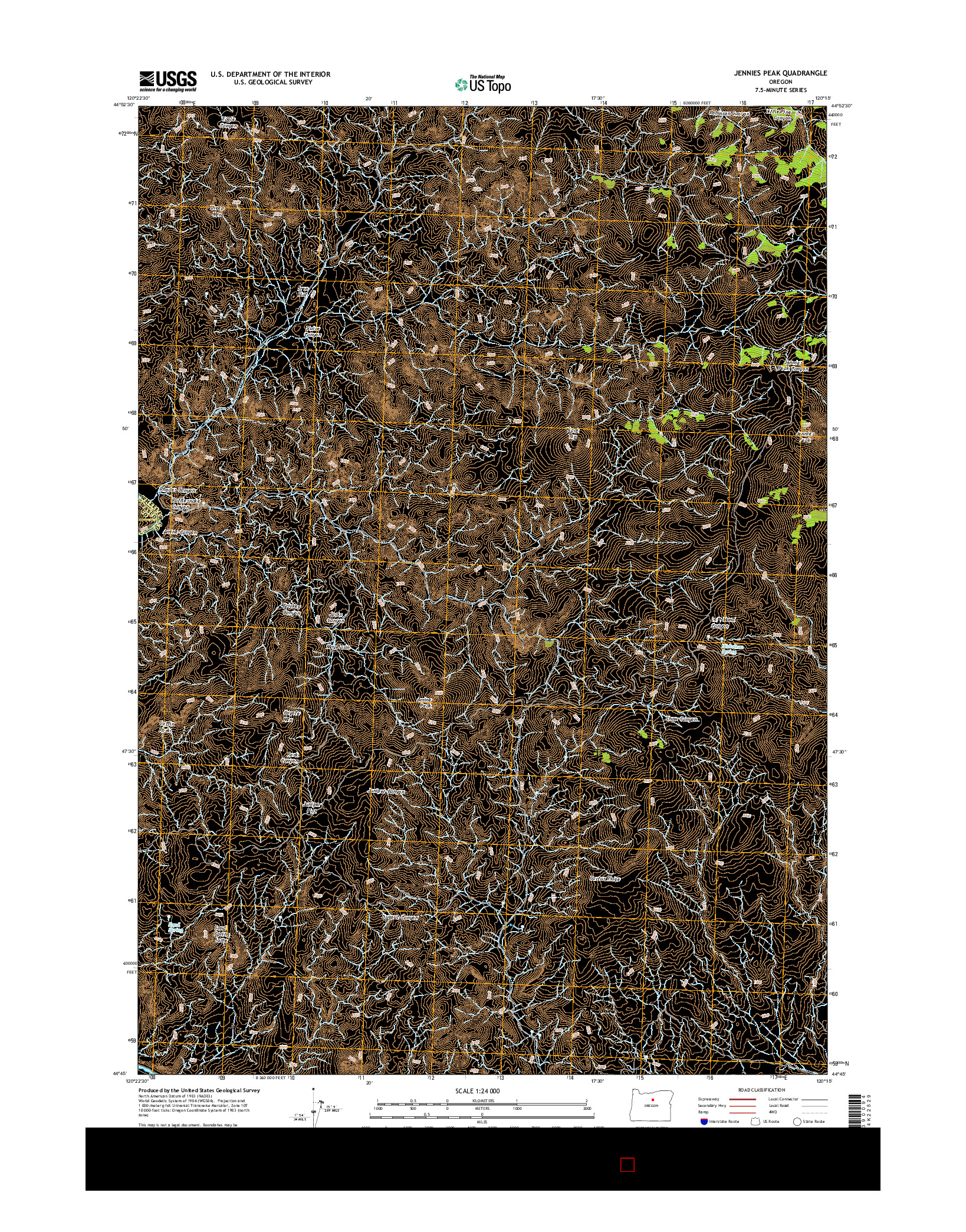 USGS US TOPO 7.5-MINUTE MAP FOR JENNIES PEAK, OR 2014