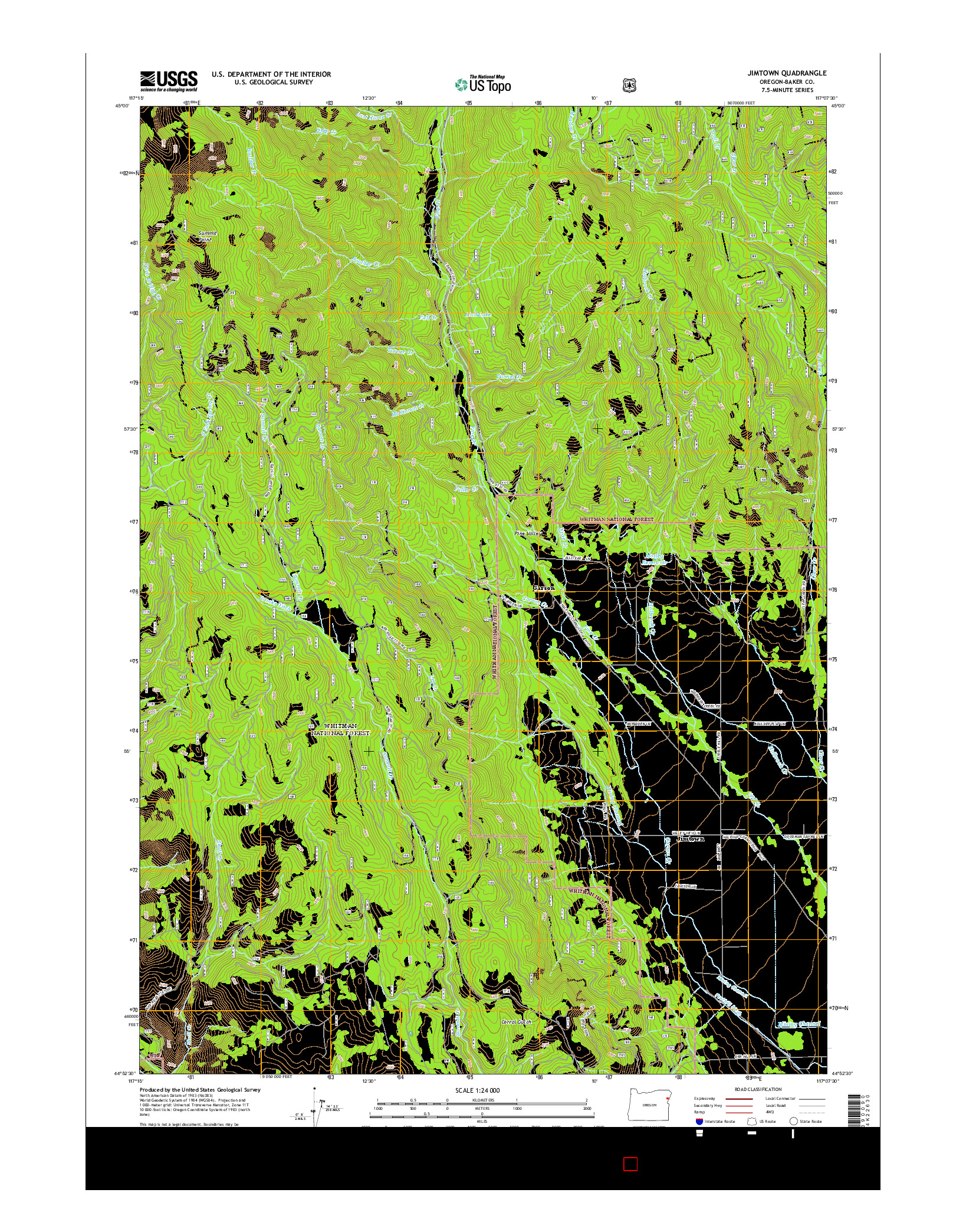 USGS US TOPO 7.5-MINUTE MAP FOR JIMTOWN, OR 2014