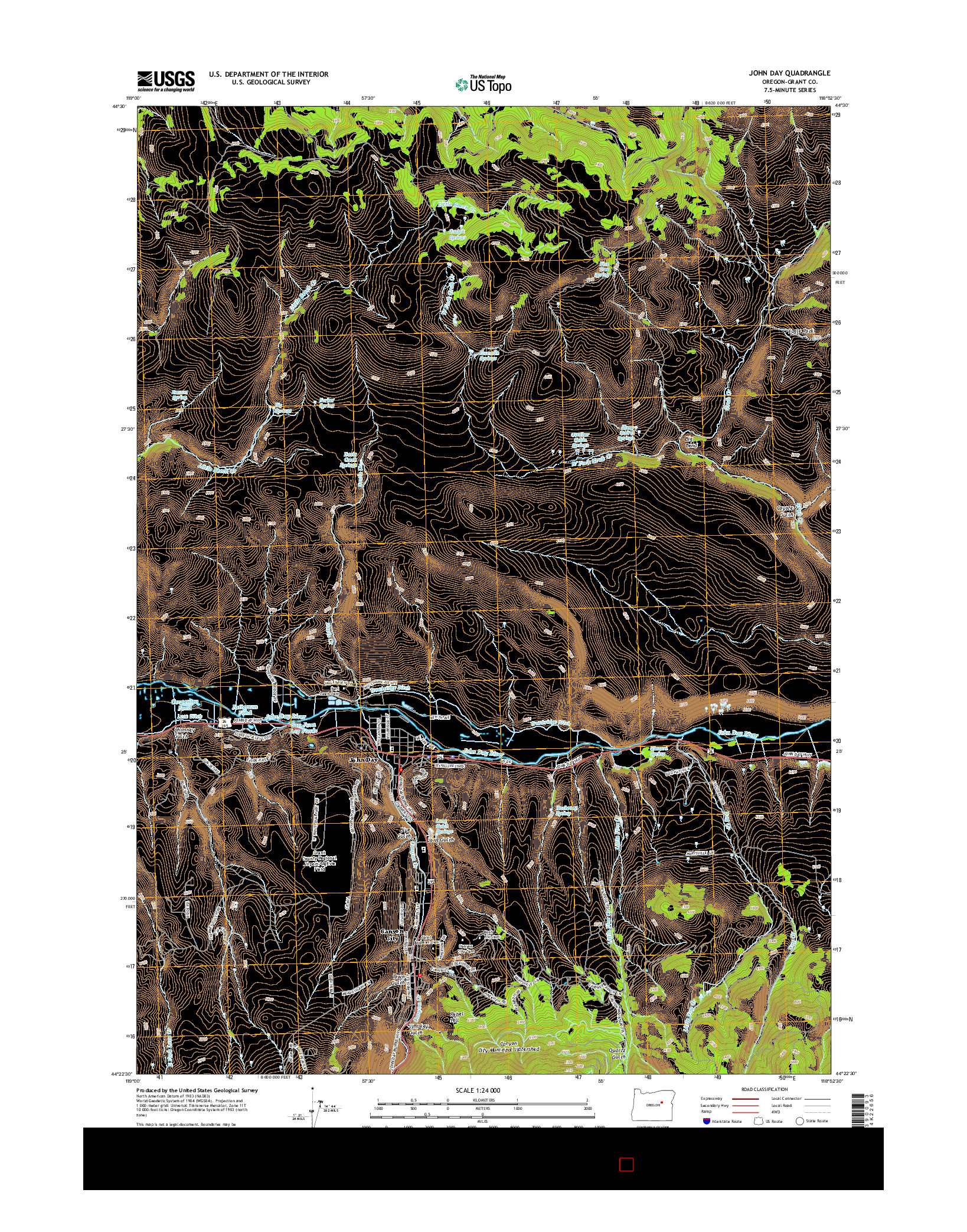 USGS US TOPO 7.5-MINUTE MAP FOR JOHN DAY, OR 2014