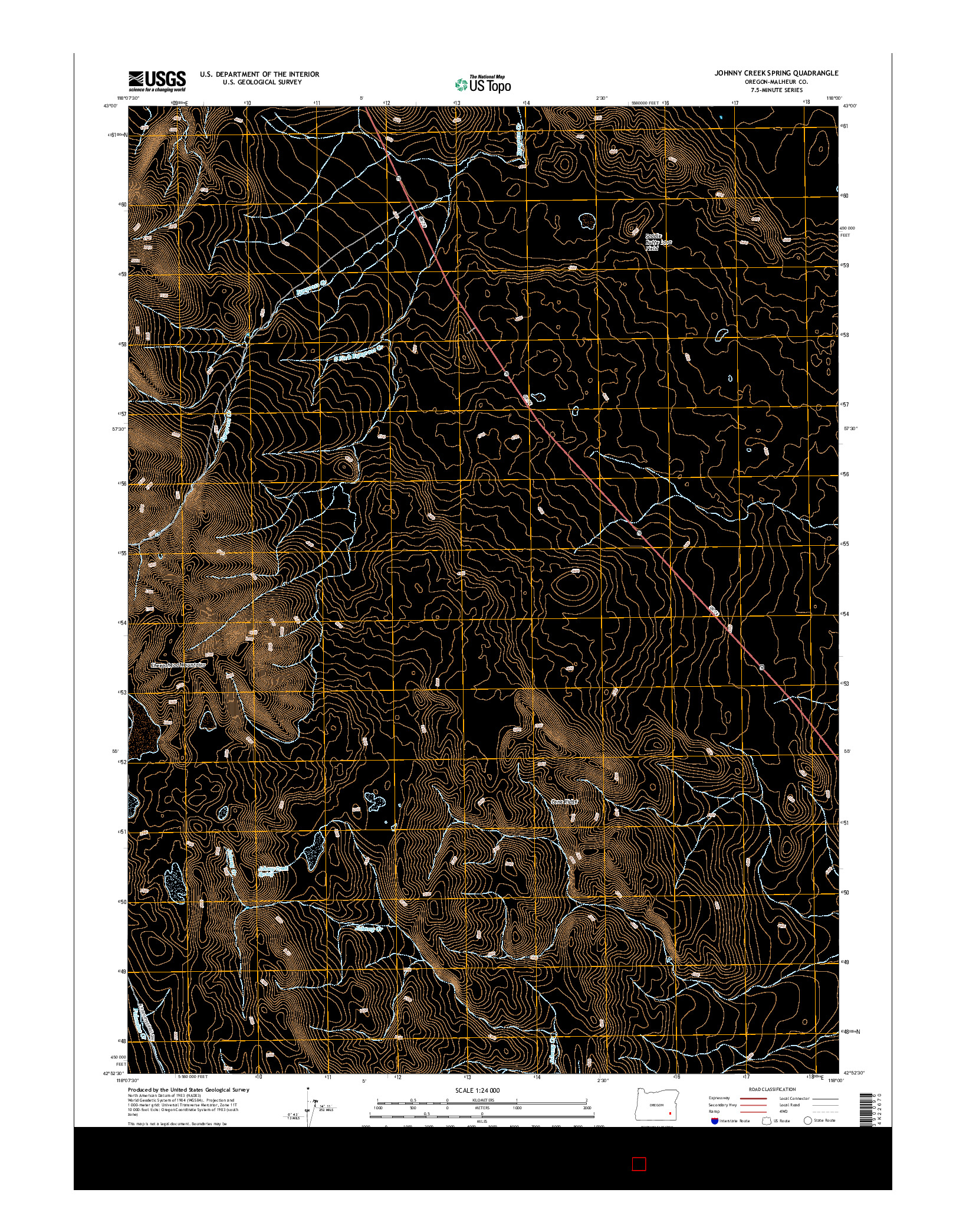 USGS US TOPO 7.5-MINUTE MAP FOR JOHNNY CREEK SPRING, OR 2014