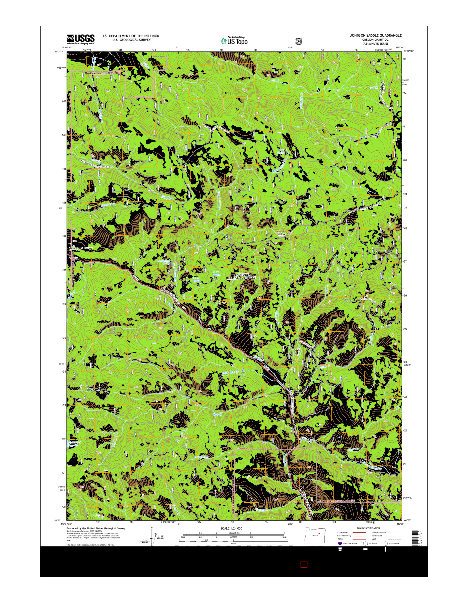 USGS US TOPO 7.5-MINUTE MAP FOR JOHNSON SADDLE, OR 2014