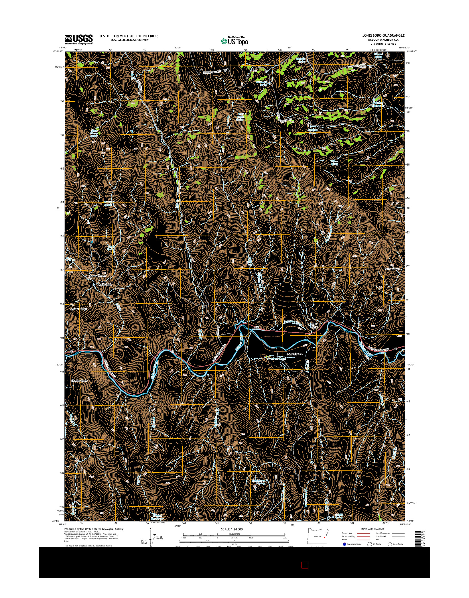 USGS US TOPO 7.5-MINUTE MAP FOR JONESBORO, OR 2014