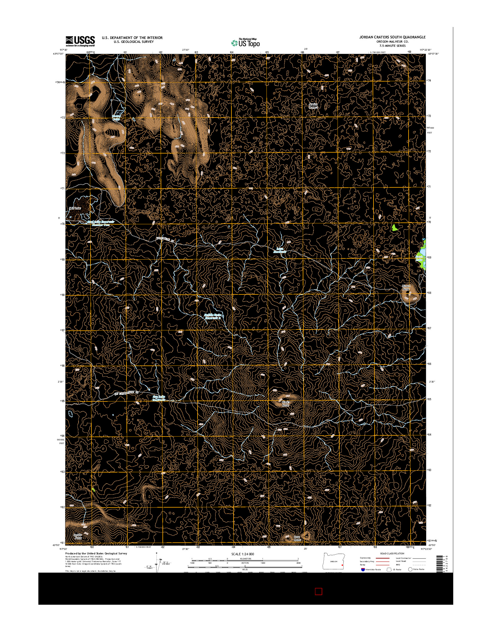 USGS US TOPO 7.5-MINUTE MAP FOR JORDAN CRATERS SOUTH, OR 2014