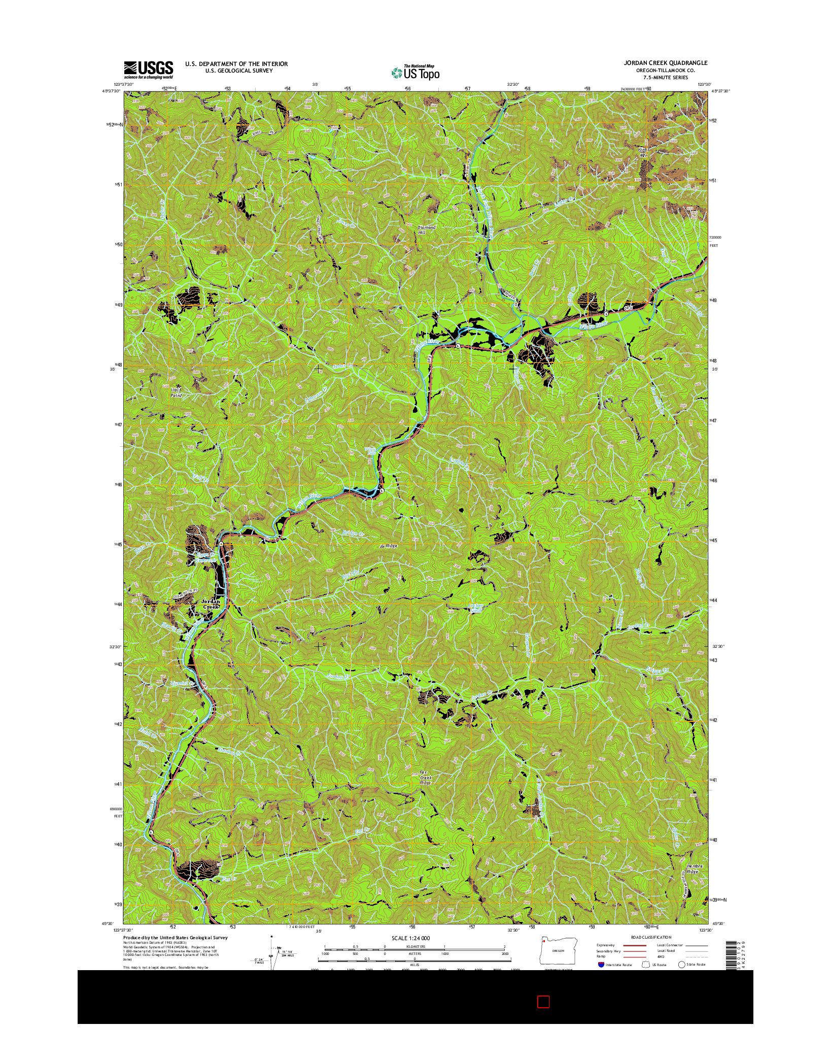 USGS US TOPO 7.5-MINUTE MAP FOR JORDAN CREEK, OR 2014