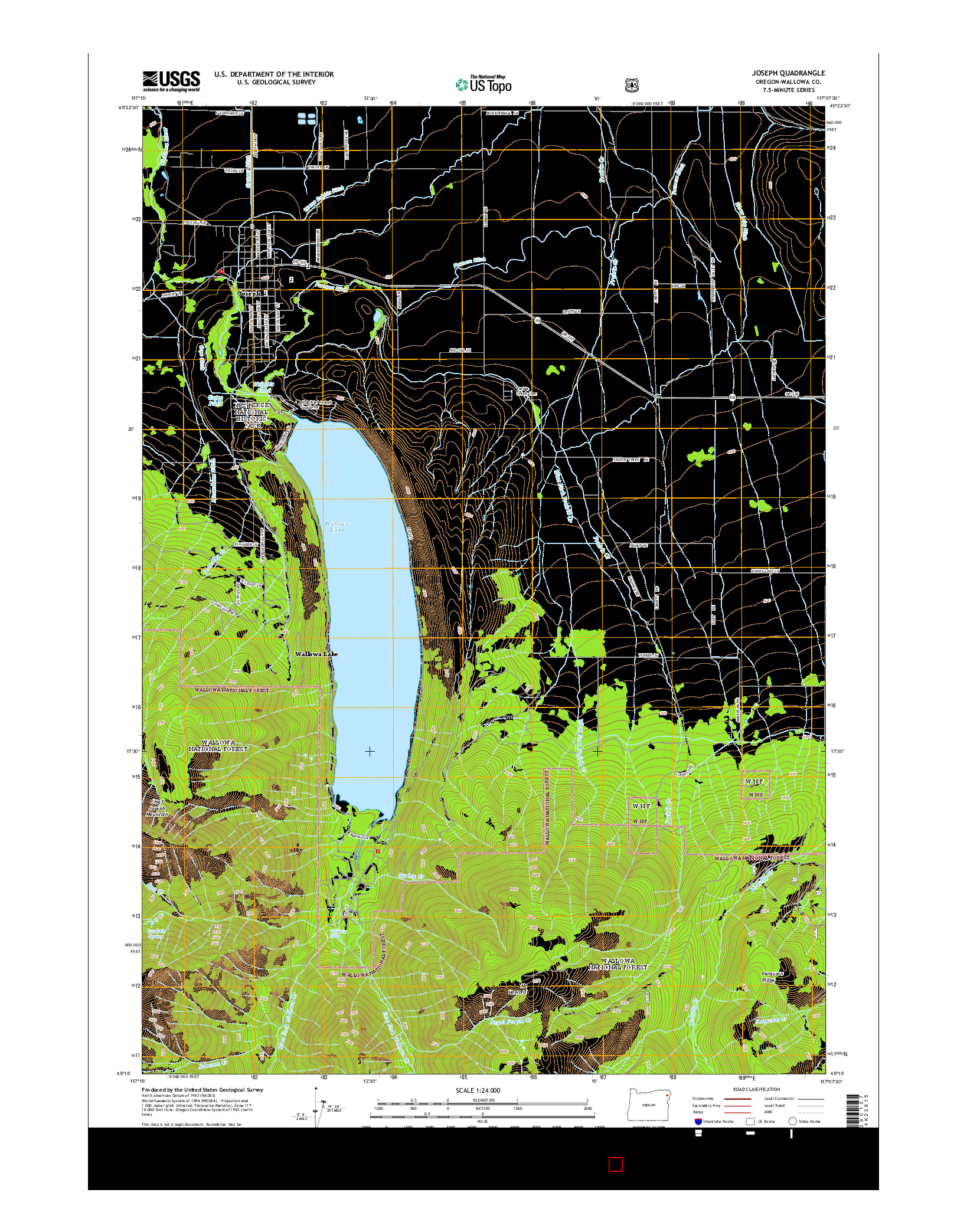 USGS US TOPO 7.5-MINUTE MAP FOR JOSEPH, OR 2014