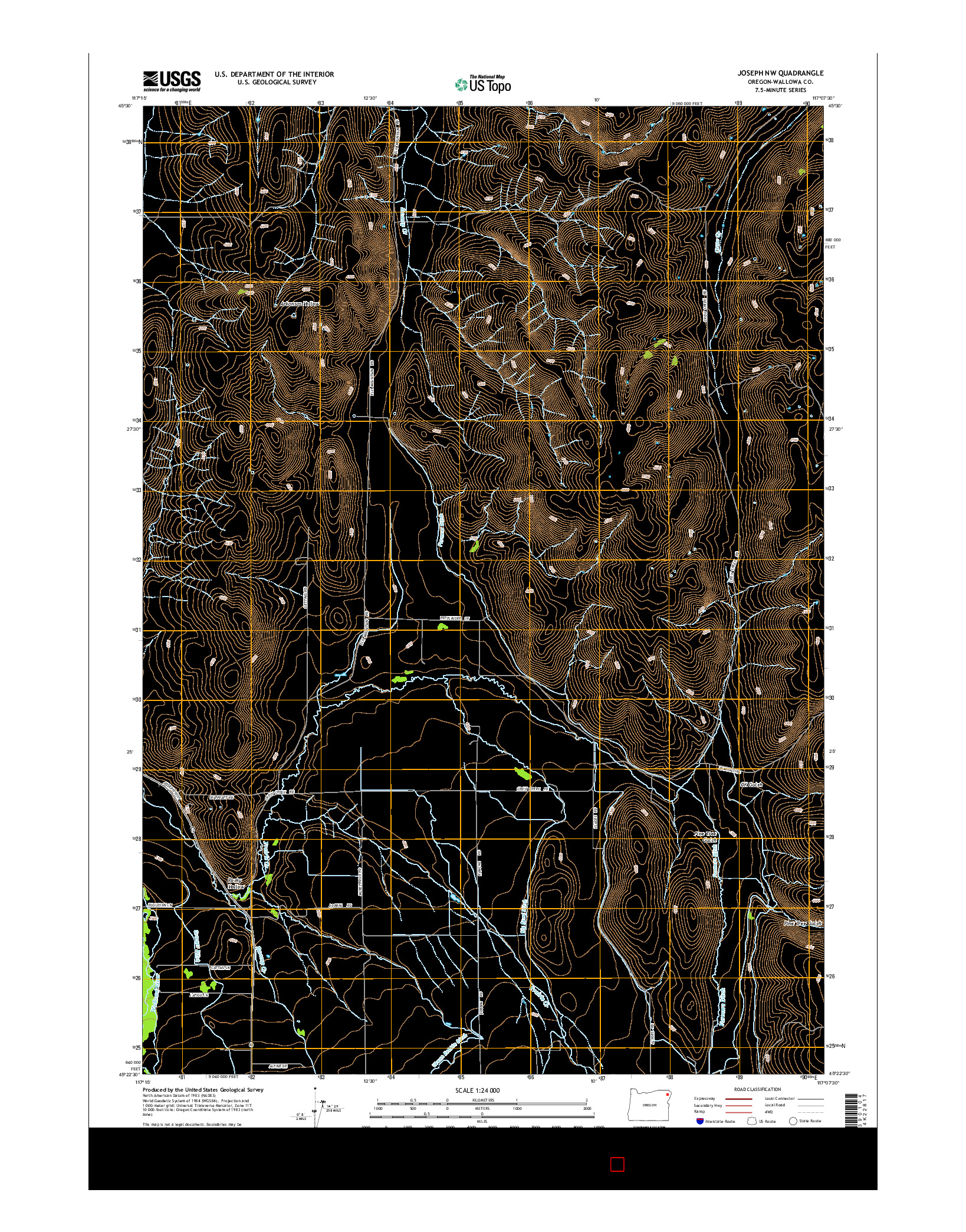 USGS US TOPO 7.5-MINUTE MAP FOR JOSEPH NW, OR 2014