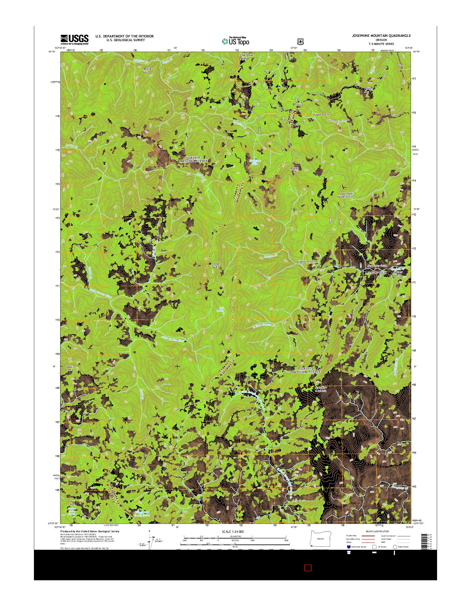 USGS US TOPO 7.5-MINUTE MAP FOR JOSEPHINE MOUNTAIN, OR 2014