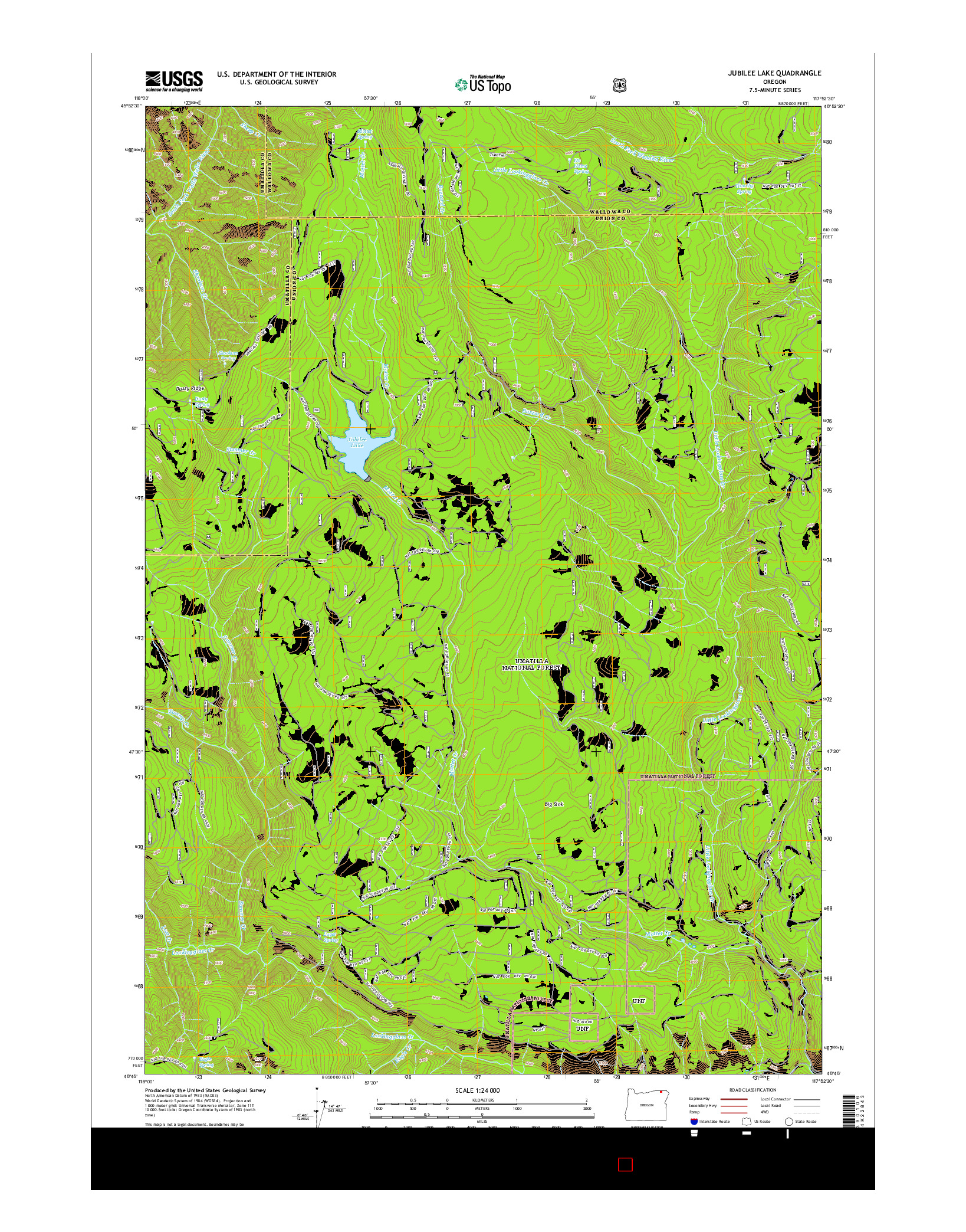 USGS US TOPO 7.5-MINUTE MAP FOR JUBILEE LAKE, OR 2014