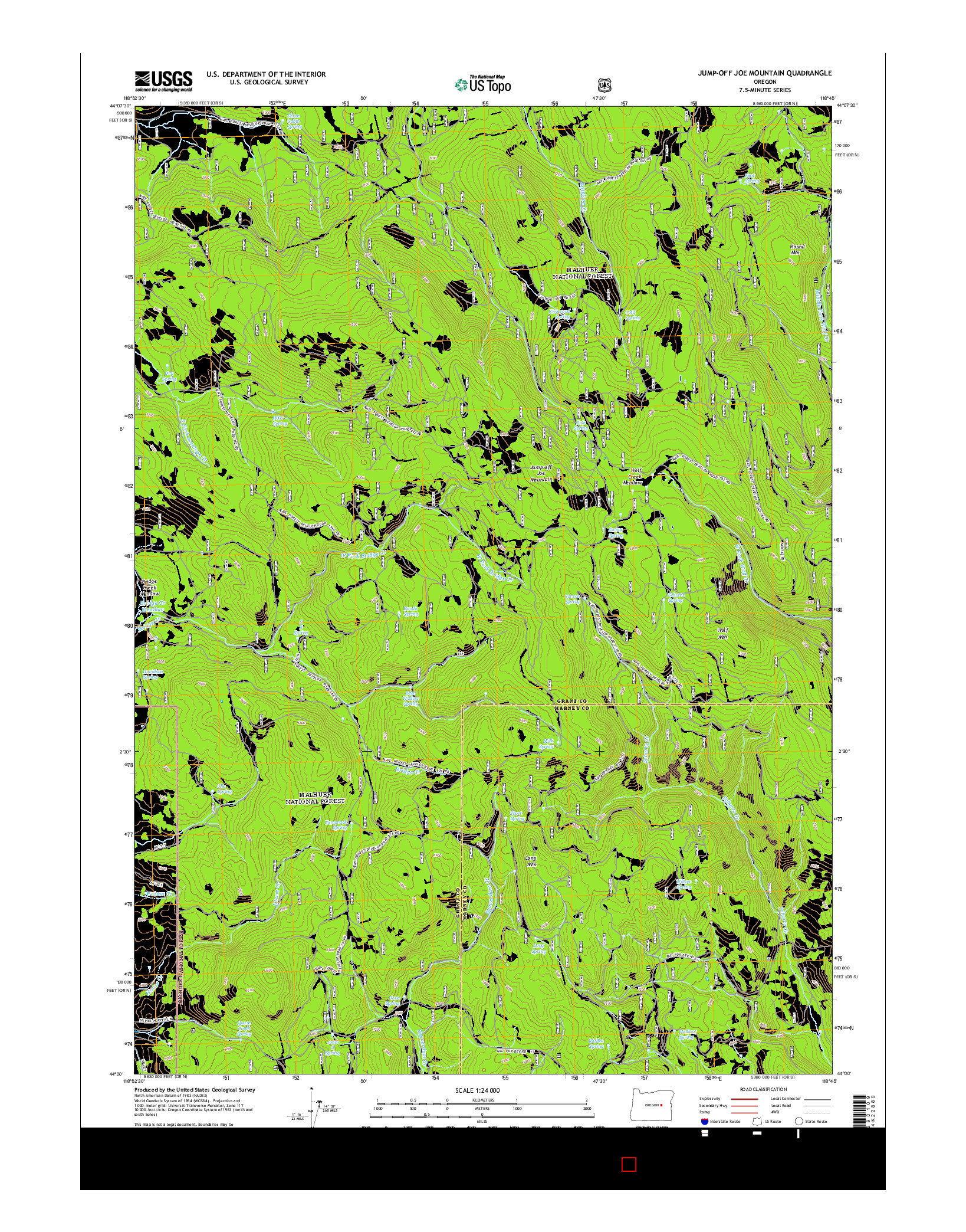 USGS US TOPO 7.5-MINUTE MAP FOR JUMP-OFF JOE MOUNTAIN, OR 2014