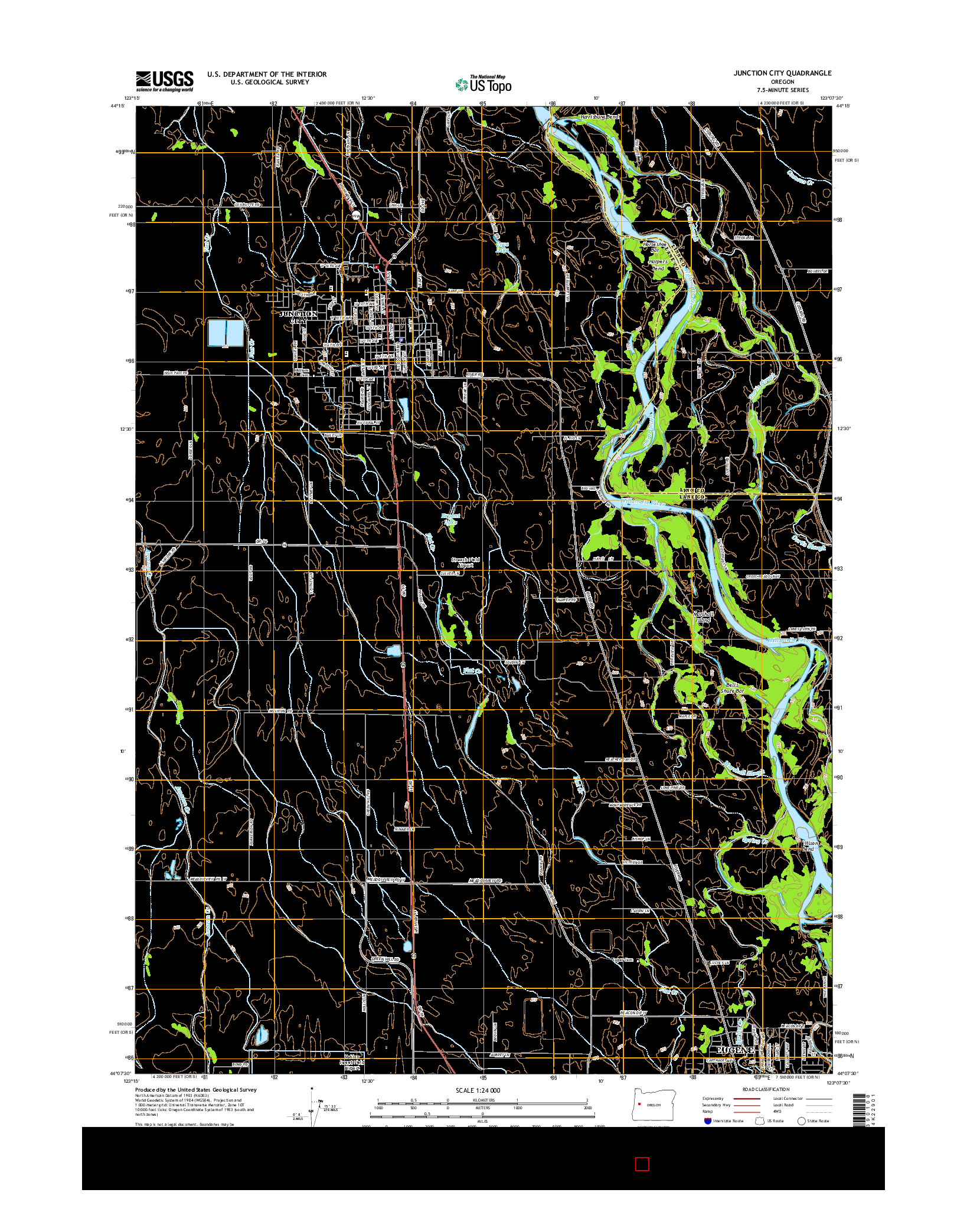 USGS US TOPO 7.5-MINUTE MAP FOR JUNCTION CITY, OR 2014