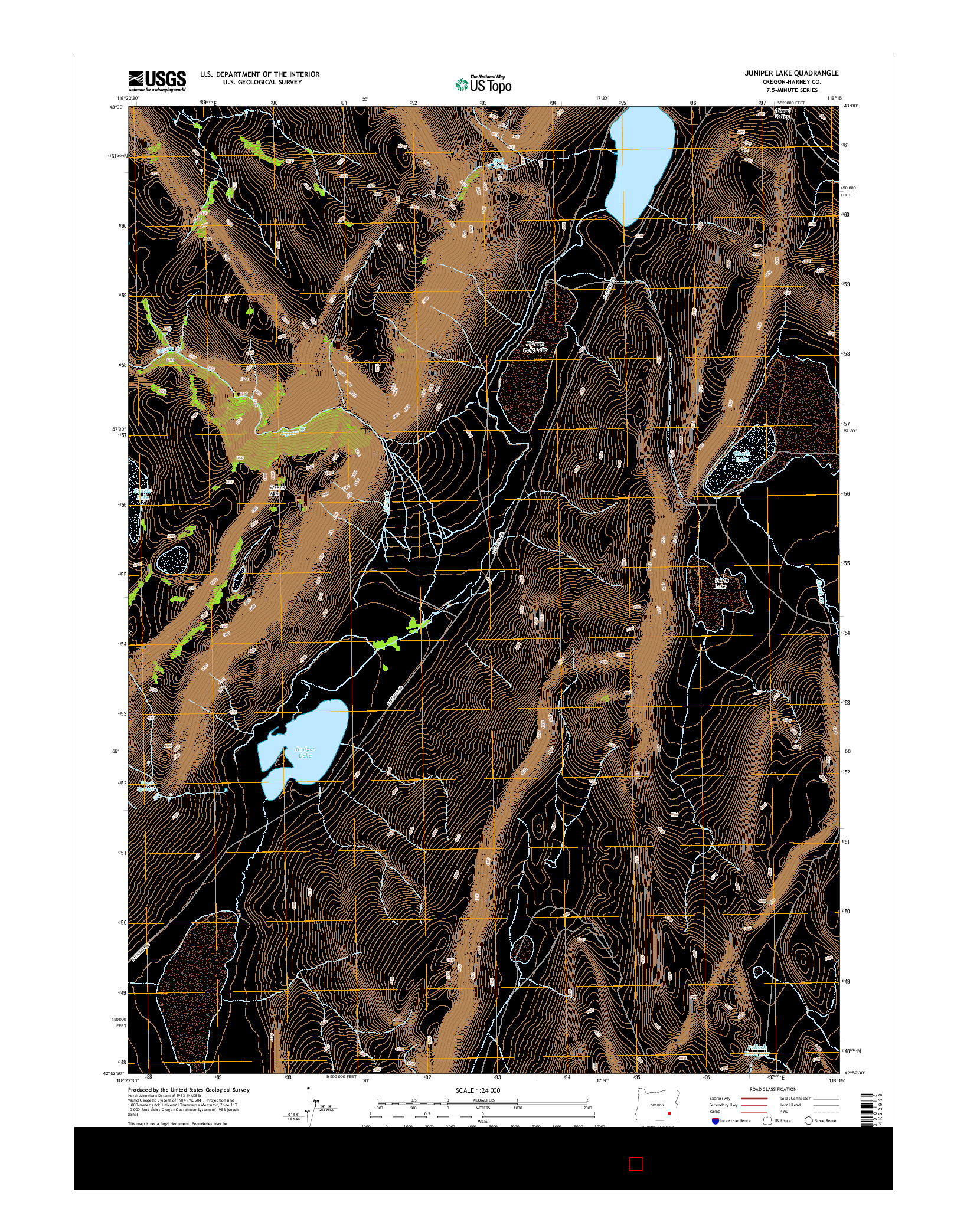USGS US TOPO 7.5-MINUTE MAP FOR JUNIPER LAKE, OR 2014