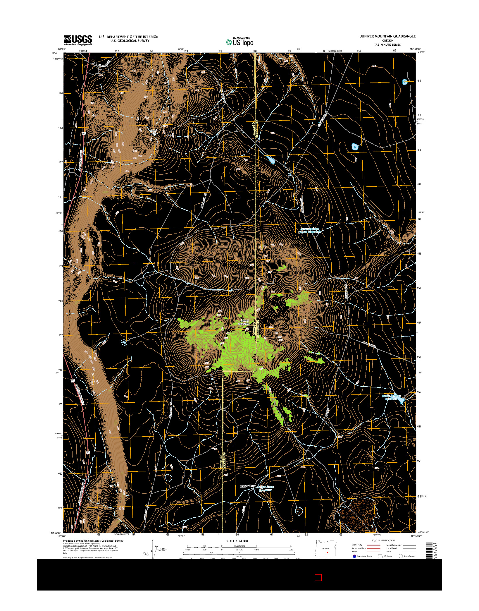 USGS US TOPO 7.5-MINUTE MAP FOR JUNIPER MOUNTAIN, OR 2014