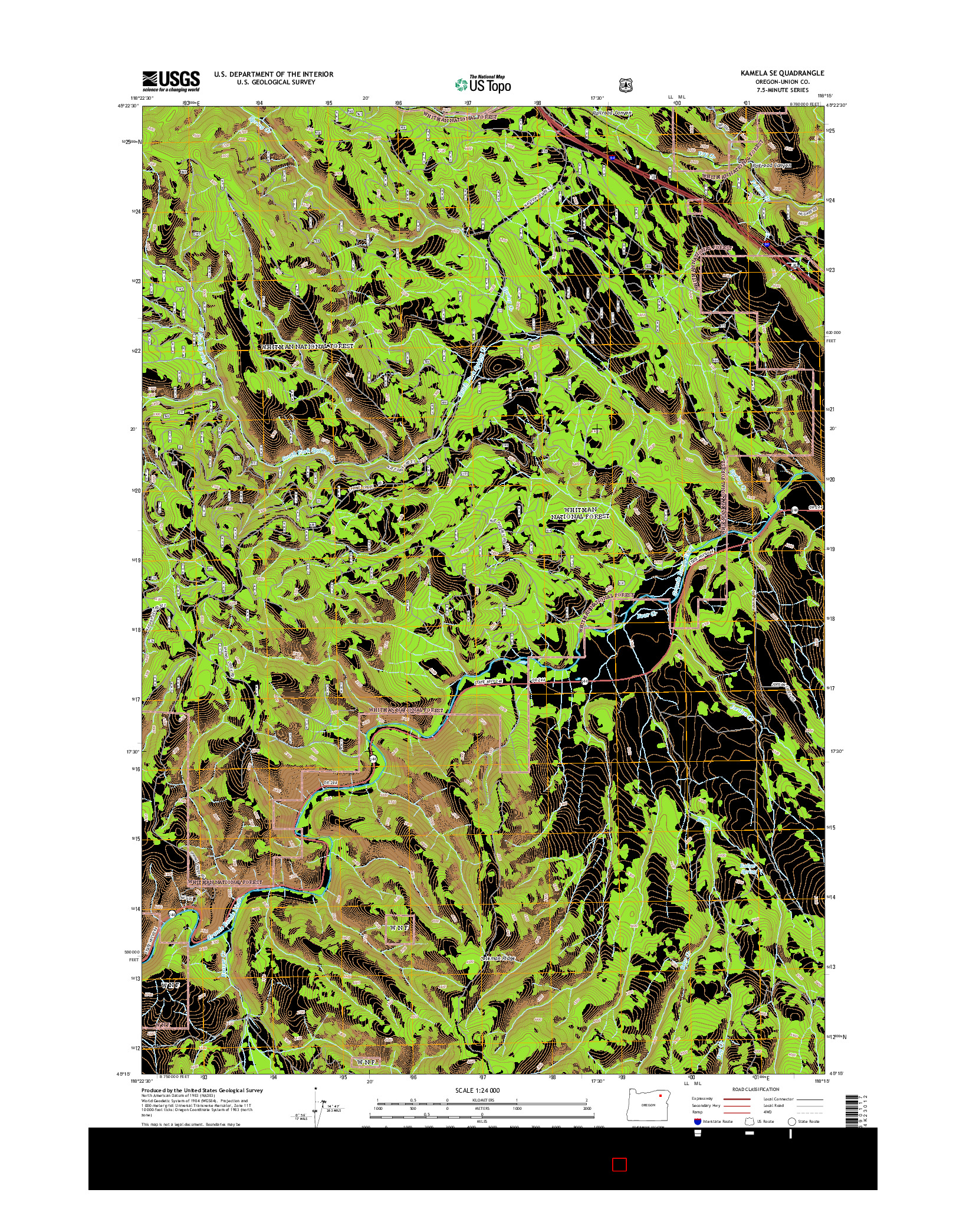 USGS US TOPO 7.5-MINUTE MAP FOR KAMELA SE, OR 2014