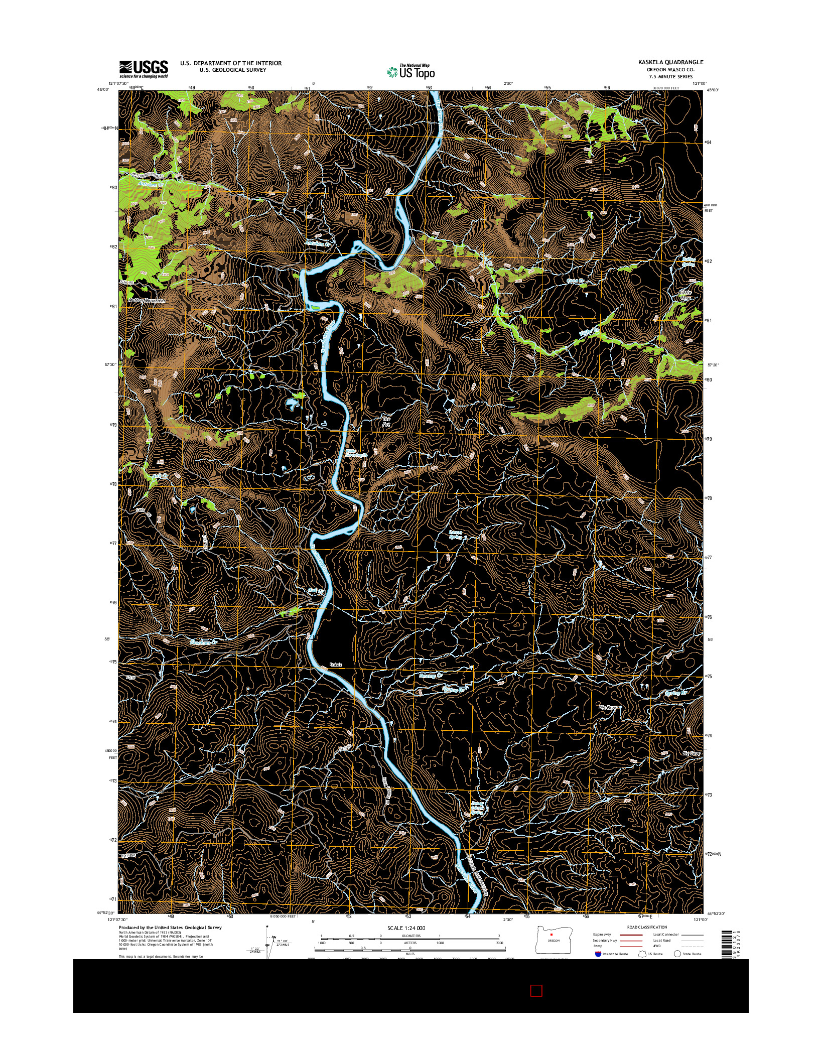 USGS US TOPO 7.5-MINUTE MAP FOR KASKELA, OR 2014