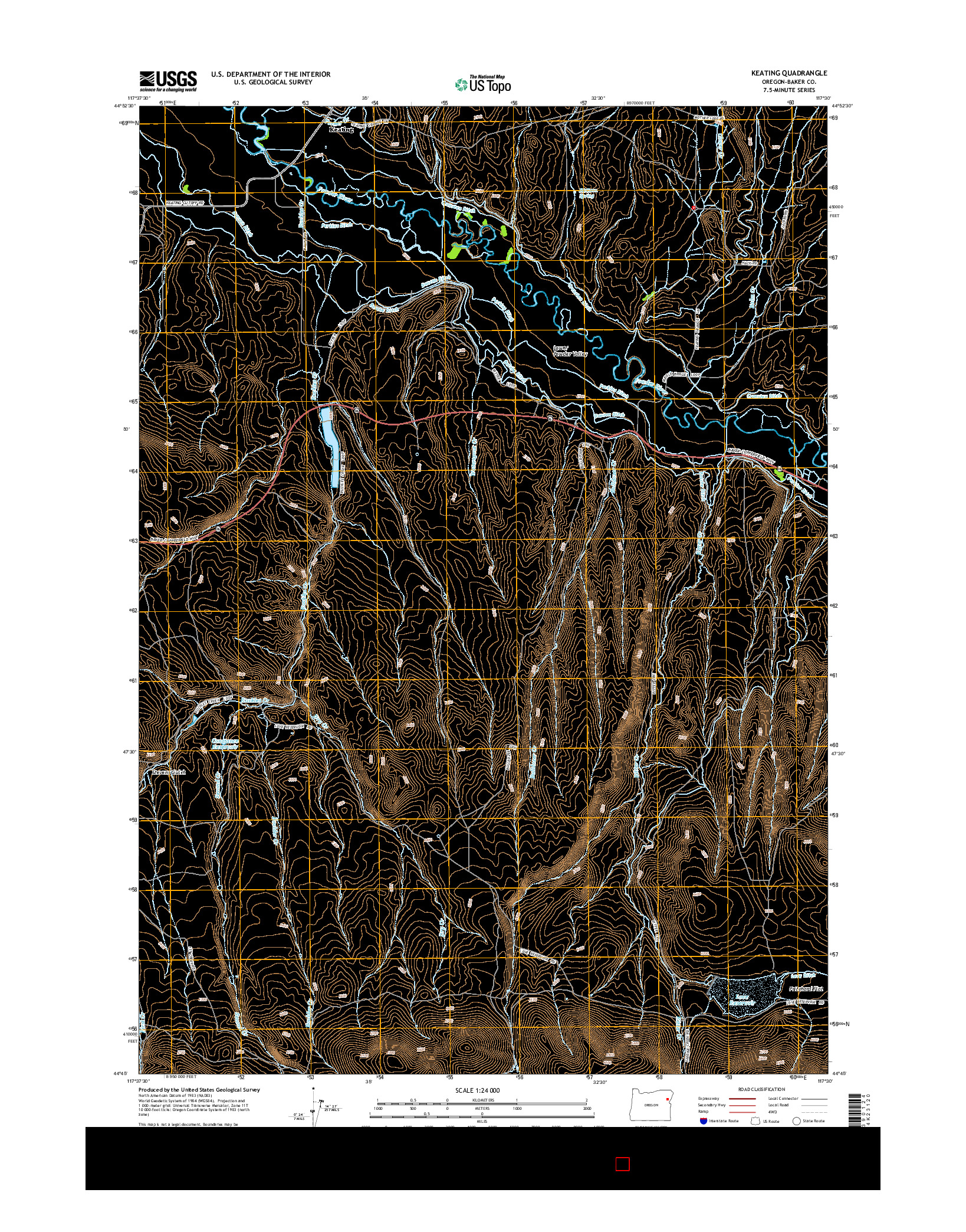 USGS US TOPO 7.5-MINUTE MAP FOR KEATING, OR 2014