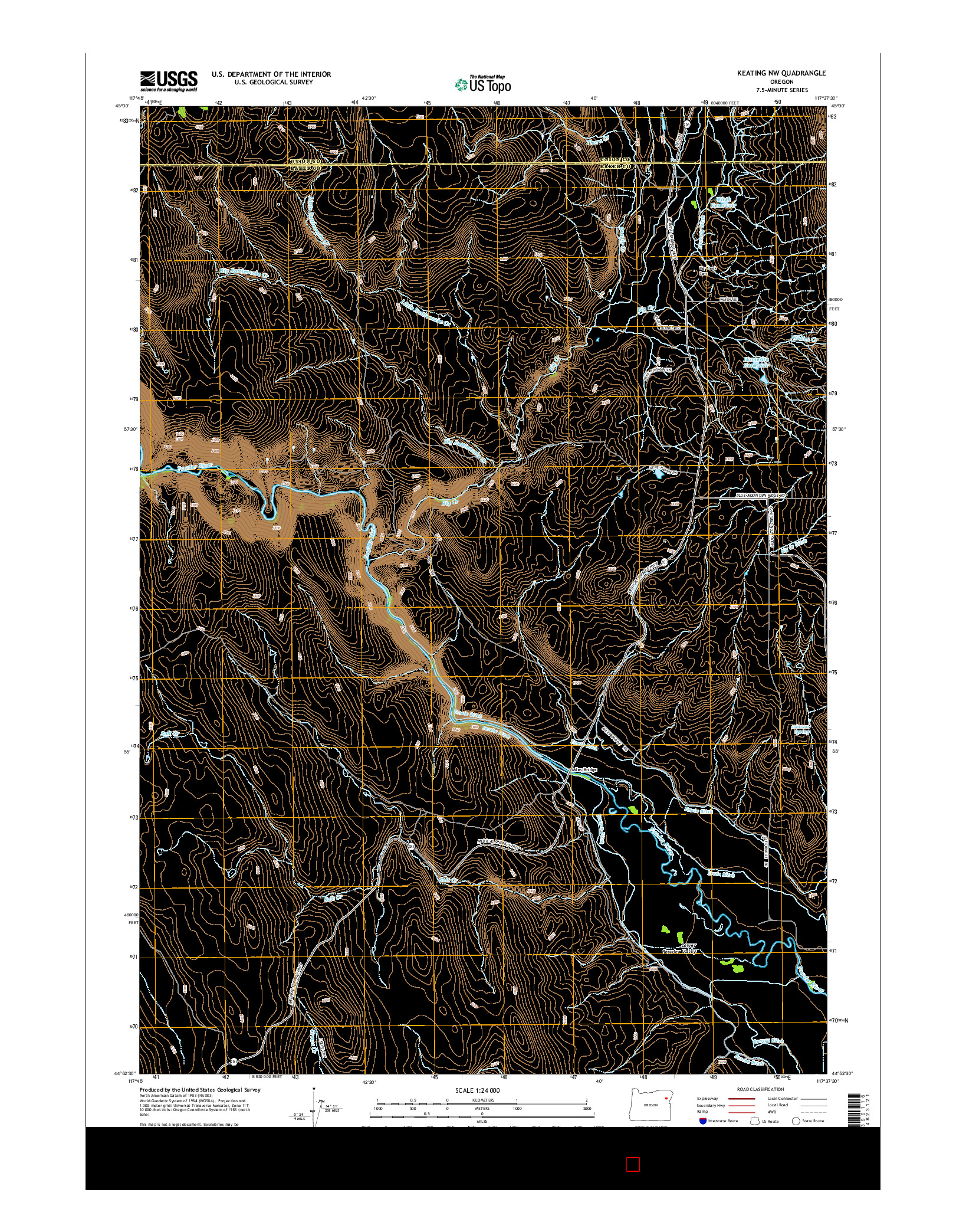 USGS US TOPO 7.5-MINUTE MAP FOR KEATING NW, OR 2014