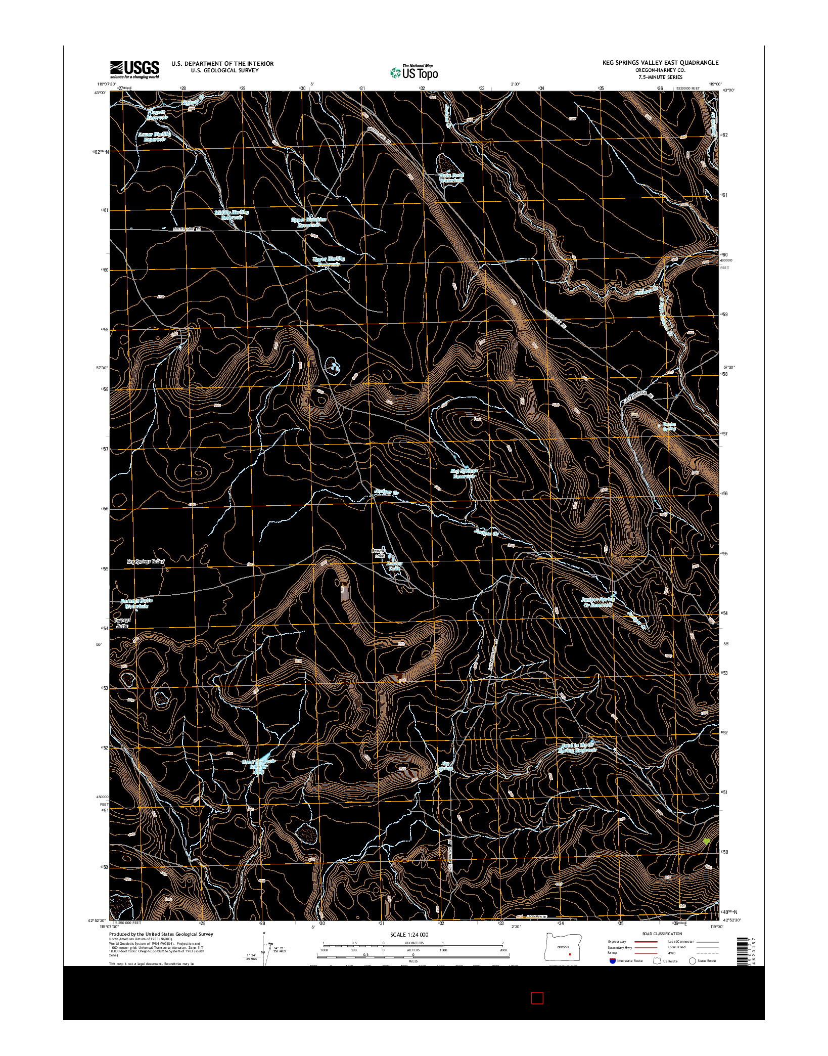 USGS US TOPO 7.5-MINUTE MAP FOR KEG SPRINGS VALLEY EAST, OR 2014