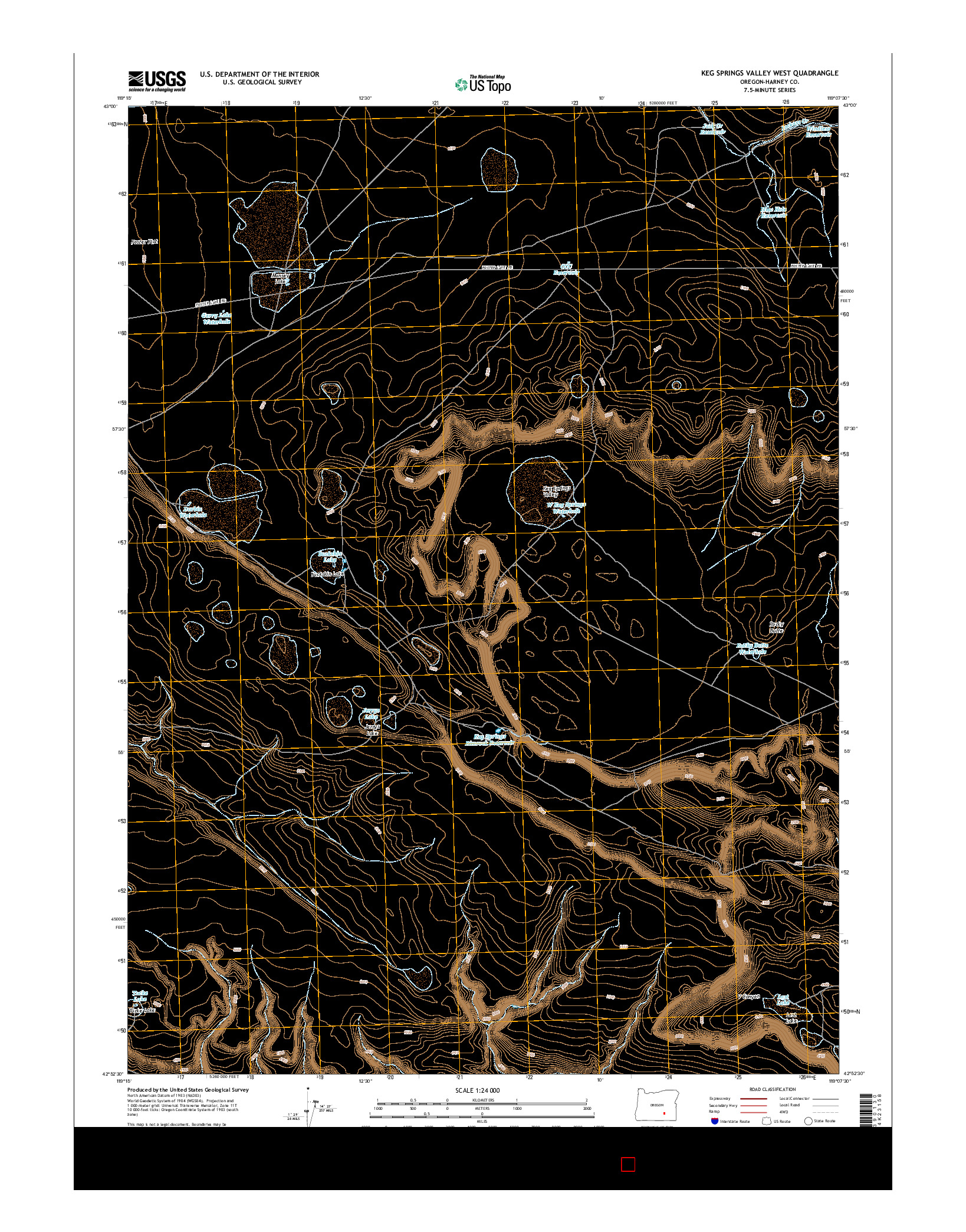 USGS US TOPO 7.5-MINUTE MAP FOR KEG SPRINGS VALLEY WEST, OR 2014