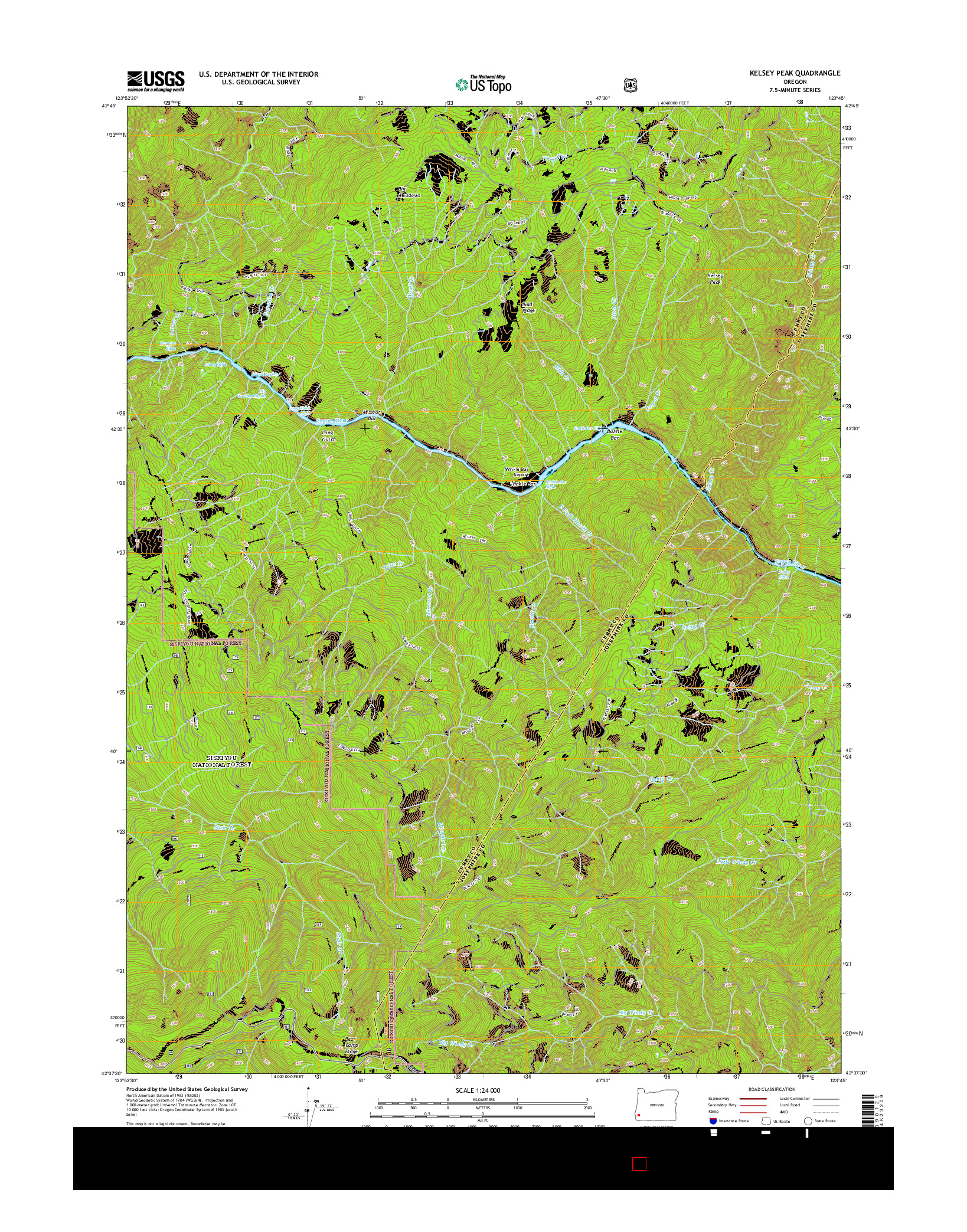 USGS US TOPO 7.5-MINUTE MAP FOR KELSEY PEAK, OR 2014