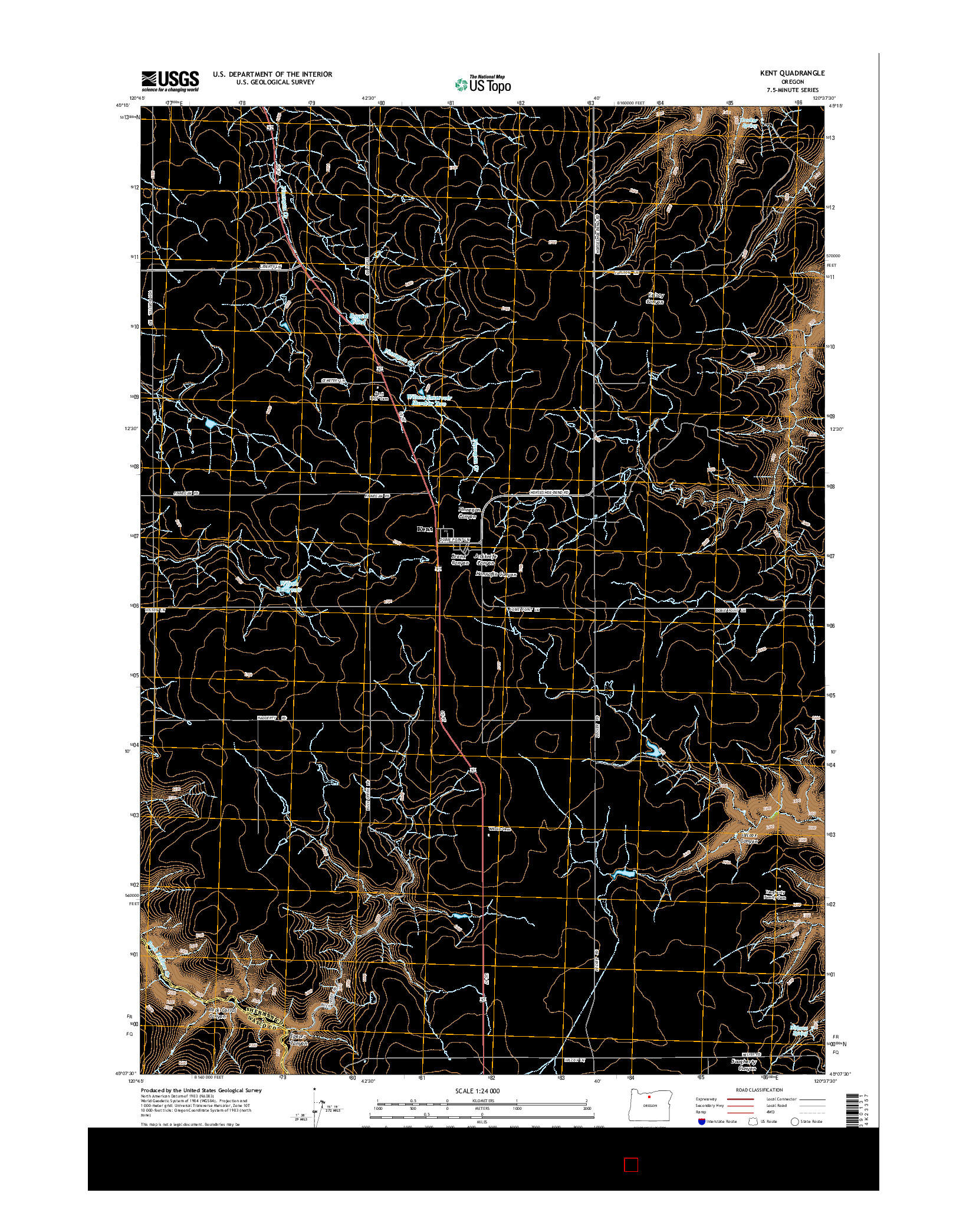 USGS US TOPO 7.5-MINUTE MAP FOR KENT, OR 2014