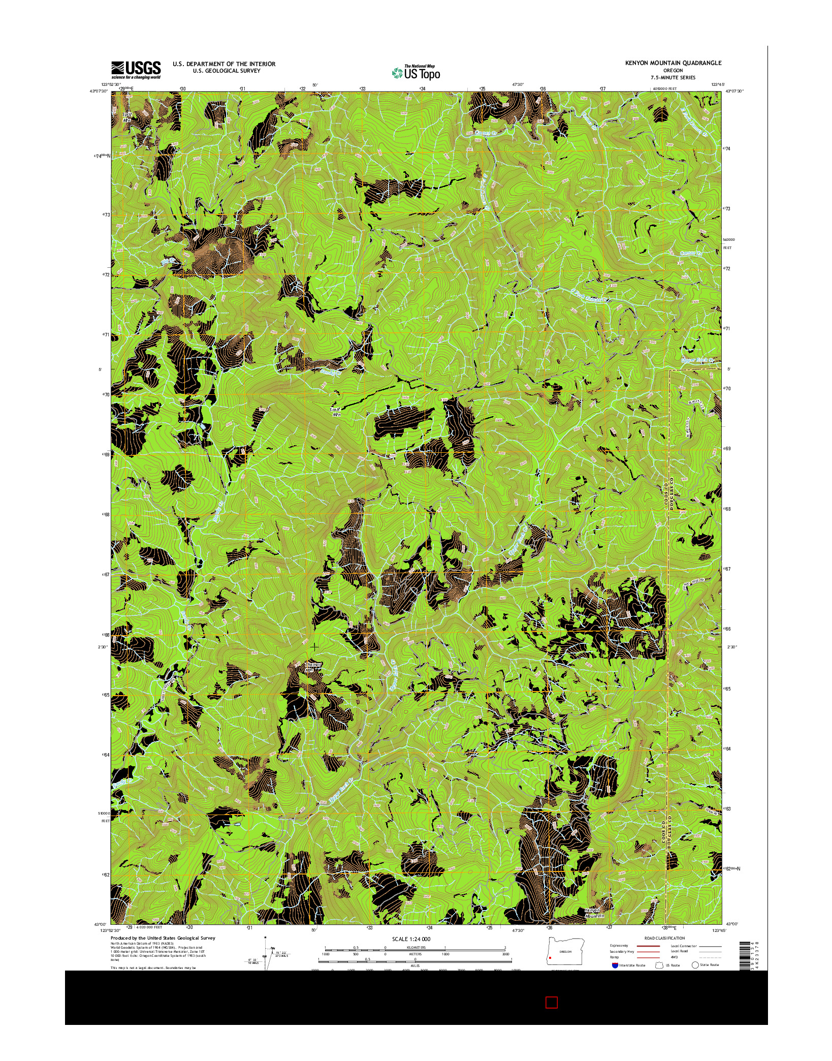 USGS US TOPO 7.5-MINUTE MAP FOR KENYON MOUNTAIN, OR 2014