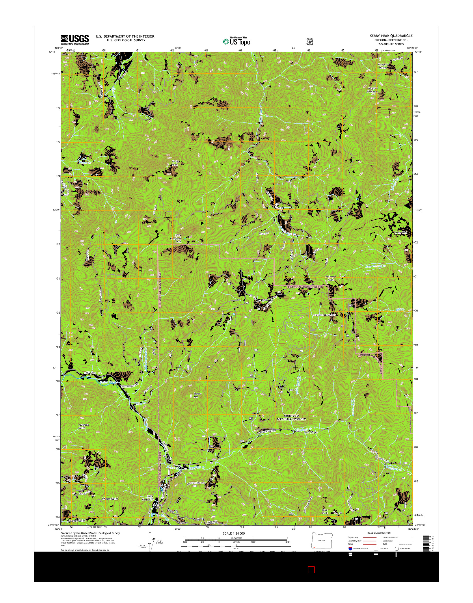 USGS US TOPO 7.5-MINUTE MAP FOR KERBY PEAK, OR 2014