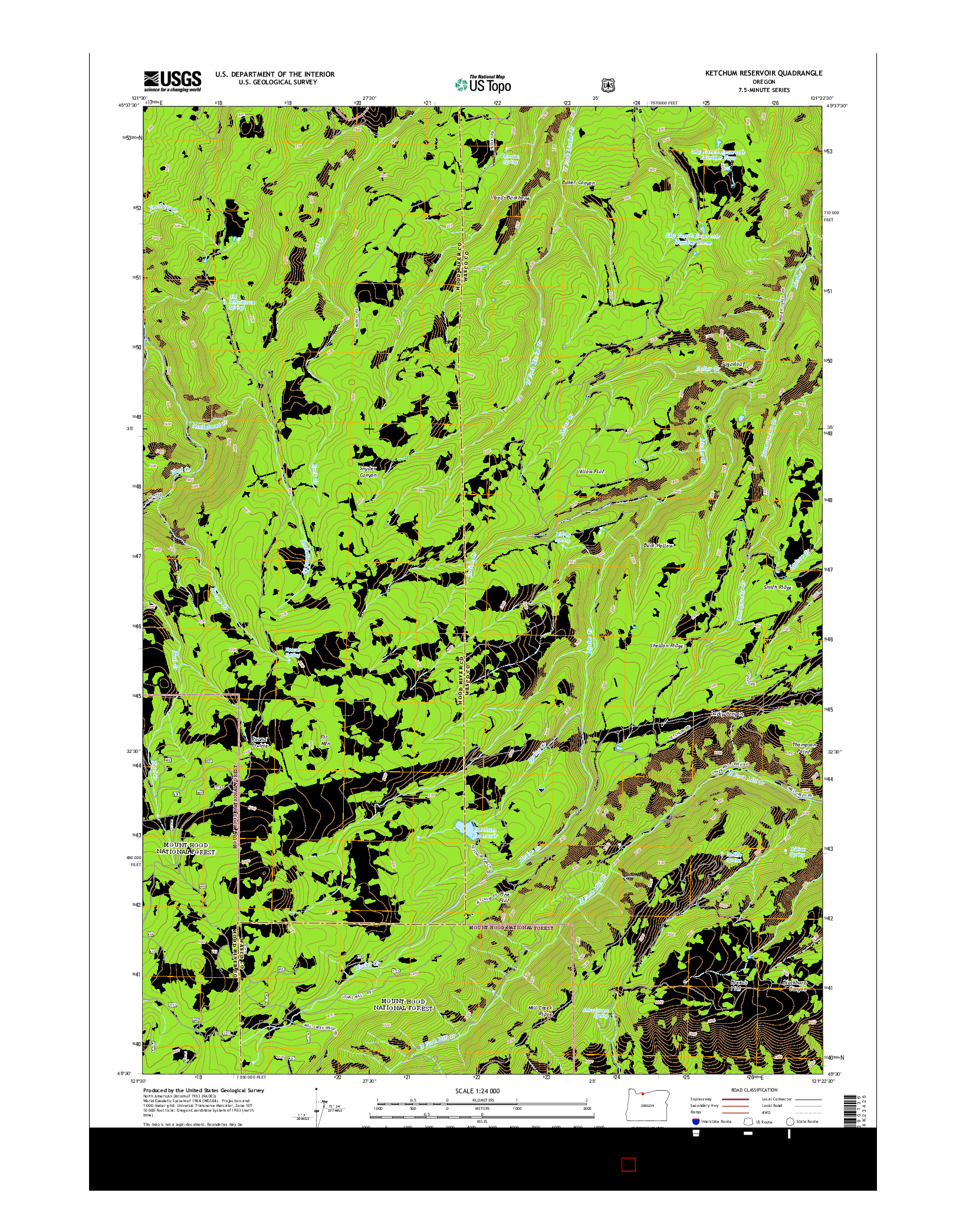 USGS US TOPO 7.5-MINUTE MAP FOR KETCHUM RESERVOIR, OR 2014