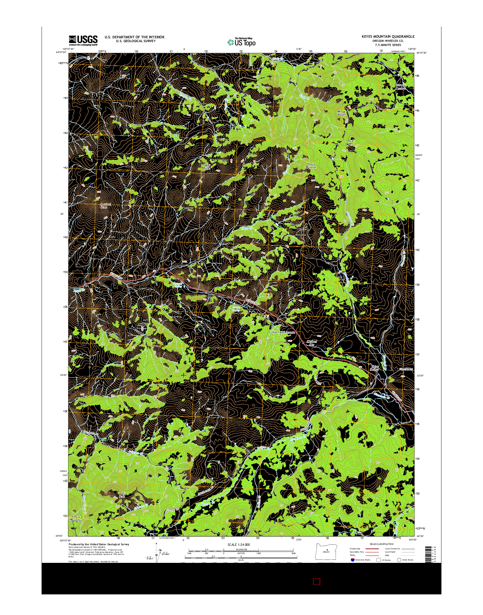 USGS US TOPO 7.5-MINUTE MAP FOR KEYES MOUNTAIN, OR 2014